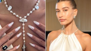 Hailey Bieber's Glazed Donut Nails