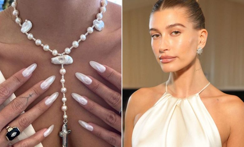 Hailey Bieber's Glazed Donut Nails