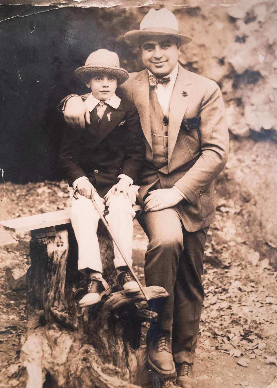 Al Capone with his son, Sonny, is displayed at Witherell's auction house in Sacramento, California on October 4, 2021