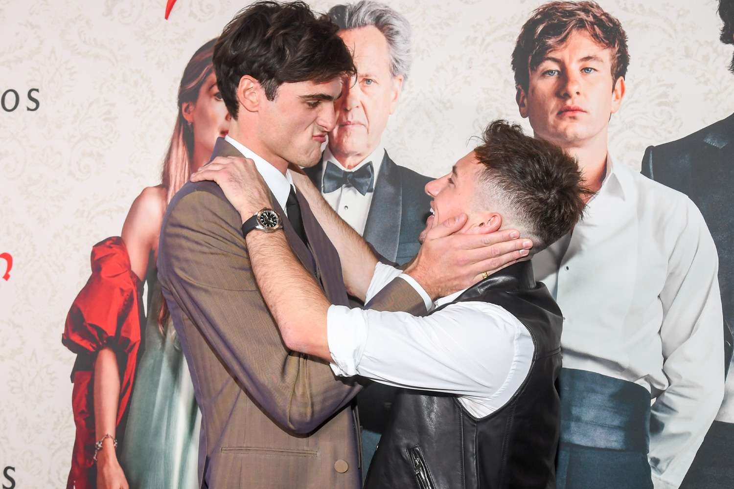 Jacob Elordi and Barry Keoghan at the premiere of Saltburn held at The Theatre at Ace Hotel