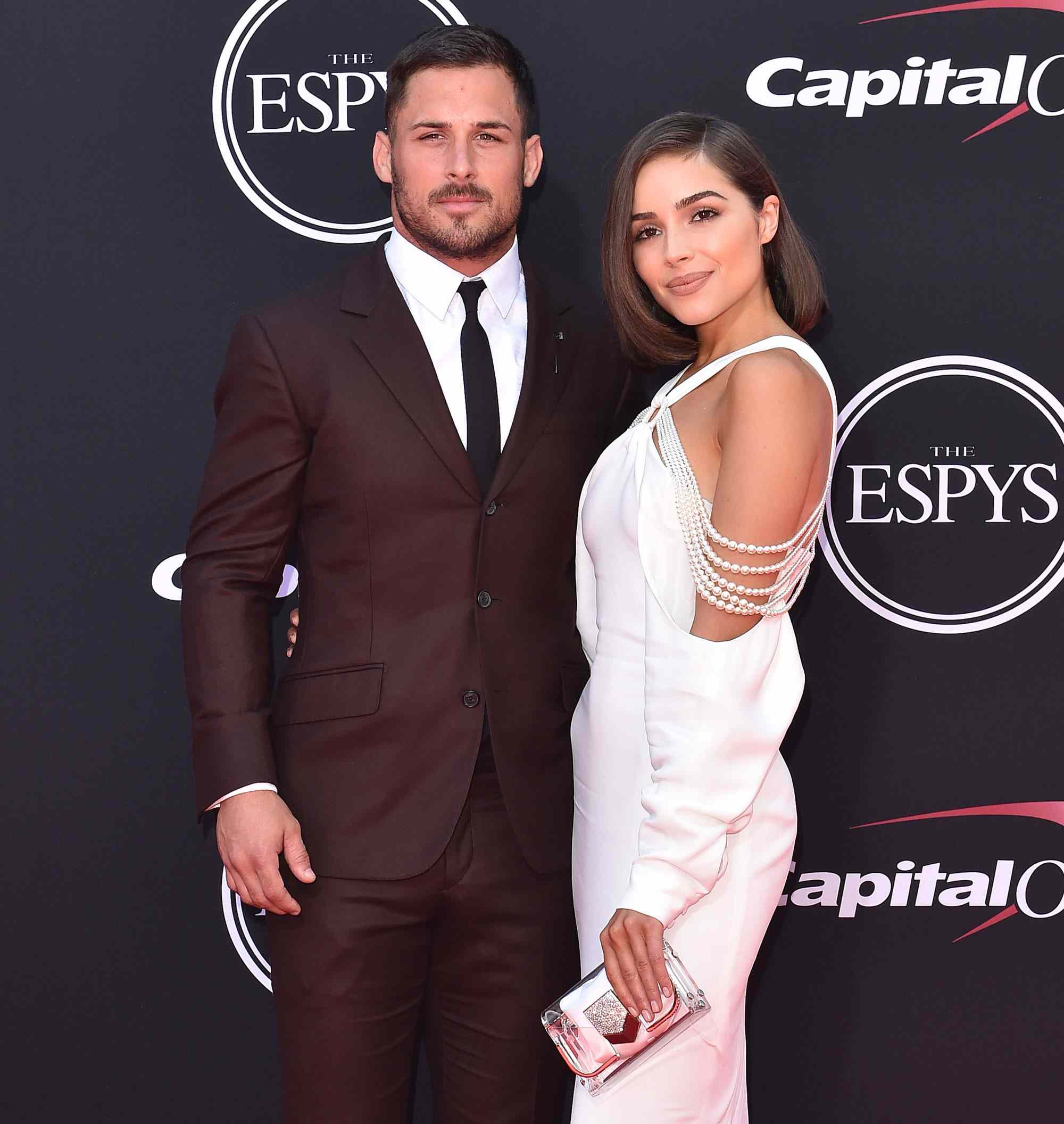 LOS ANGELES, CA - JULY 12: NFL player Danny Amendola and actress Olivia Culpo arrive at the 2017 ESPYS at Microsoft Theater on July 12, 2017 in Los Angeles, California. (Photo by Axelle/Bauer-Griffin/FilmMagic)