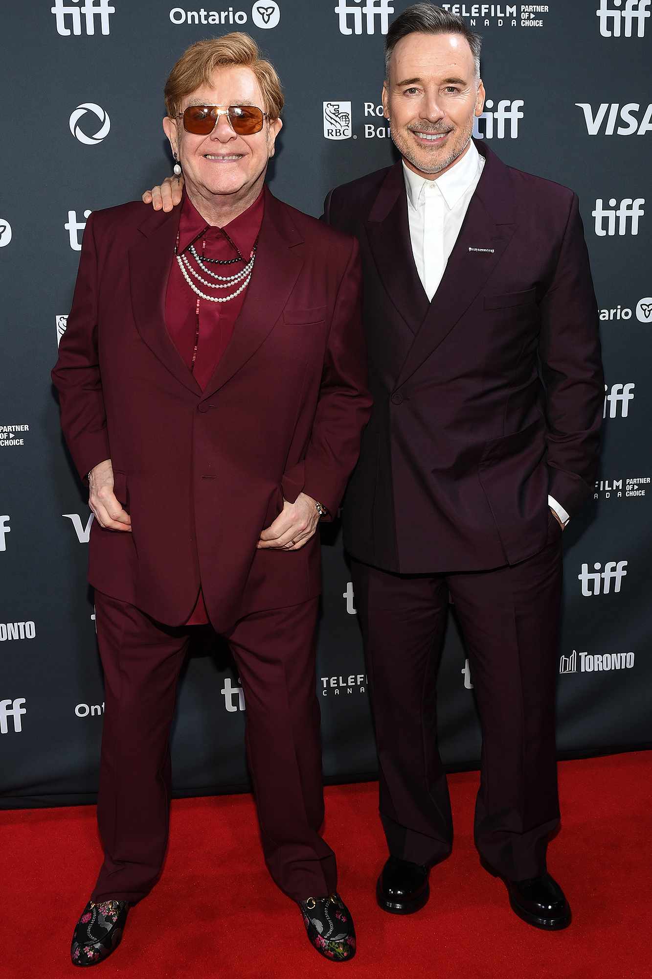 Elton John and David Furnish attend the World Premiere of Disney+ Documentary âElton John: Never Too Lateâ at Toronto International Film Festival at Roy Thomson Hall on September 06, 2024 in Toronto, Ontario.