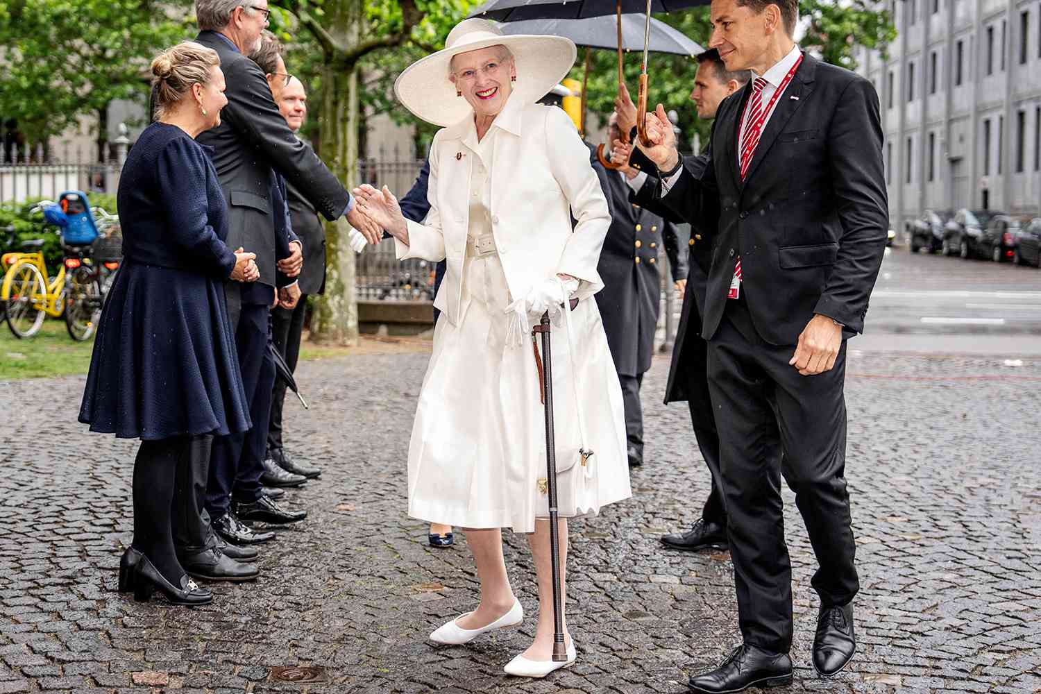 Denmark's Queen Margrethe arrives as a celebratory service at Holmens Church in Copenhagen