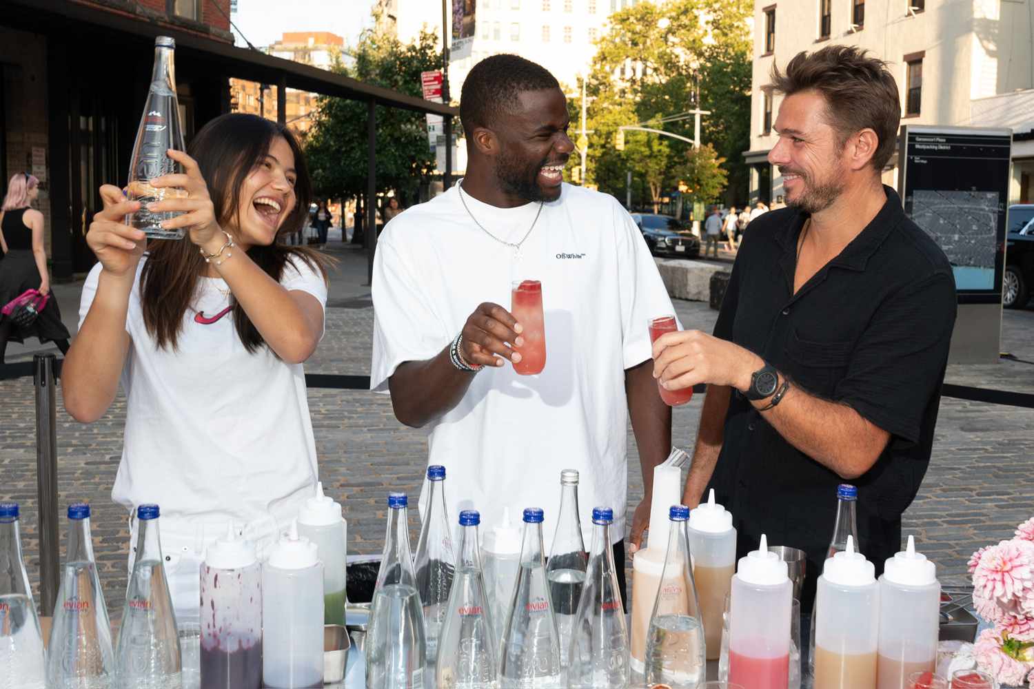 Tennis sensations and evian Global Ambassadors Emma Raducanu, Frances Tiafoe, and Stan Wawrinka stay hydrated with evianÂ® Natural Spring Water ahead of the US Open in New York.