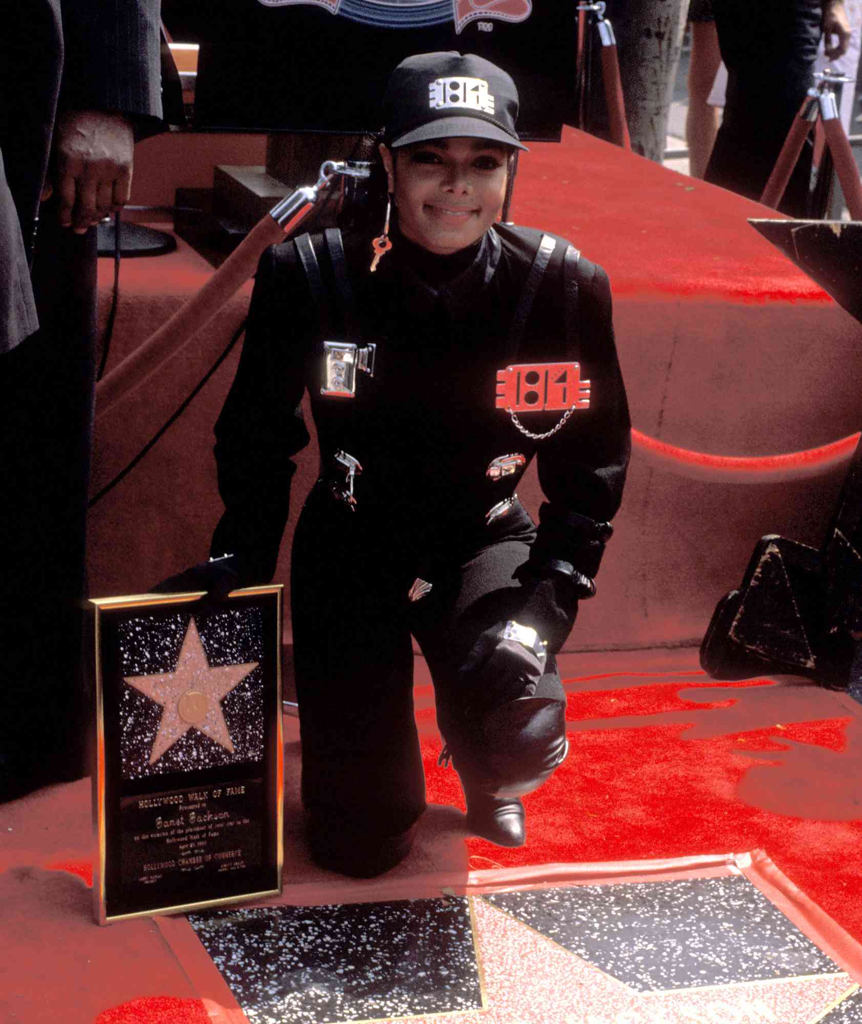 Singer Janet Jackson receives a Hollywood Walk of Fame Star on April 20, 1990 at 1500 Vine Street in Hollywood, California.