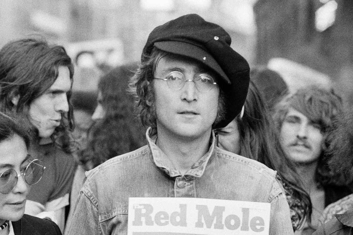 Portrait of British musician John Lennon (