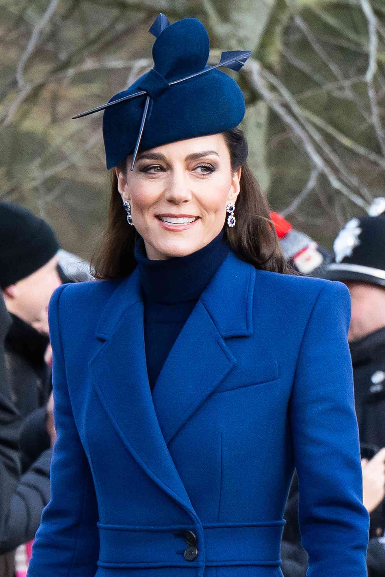 SANDRINGHAM, NORFOLK - DECEMBER 25: Catherine, Princess of Wales attends the Christmas Morning Service at Sandringham Church on December 25, 2023 in Sandringham, Norfolk.