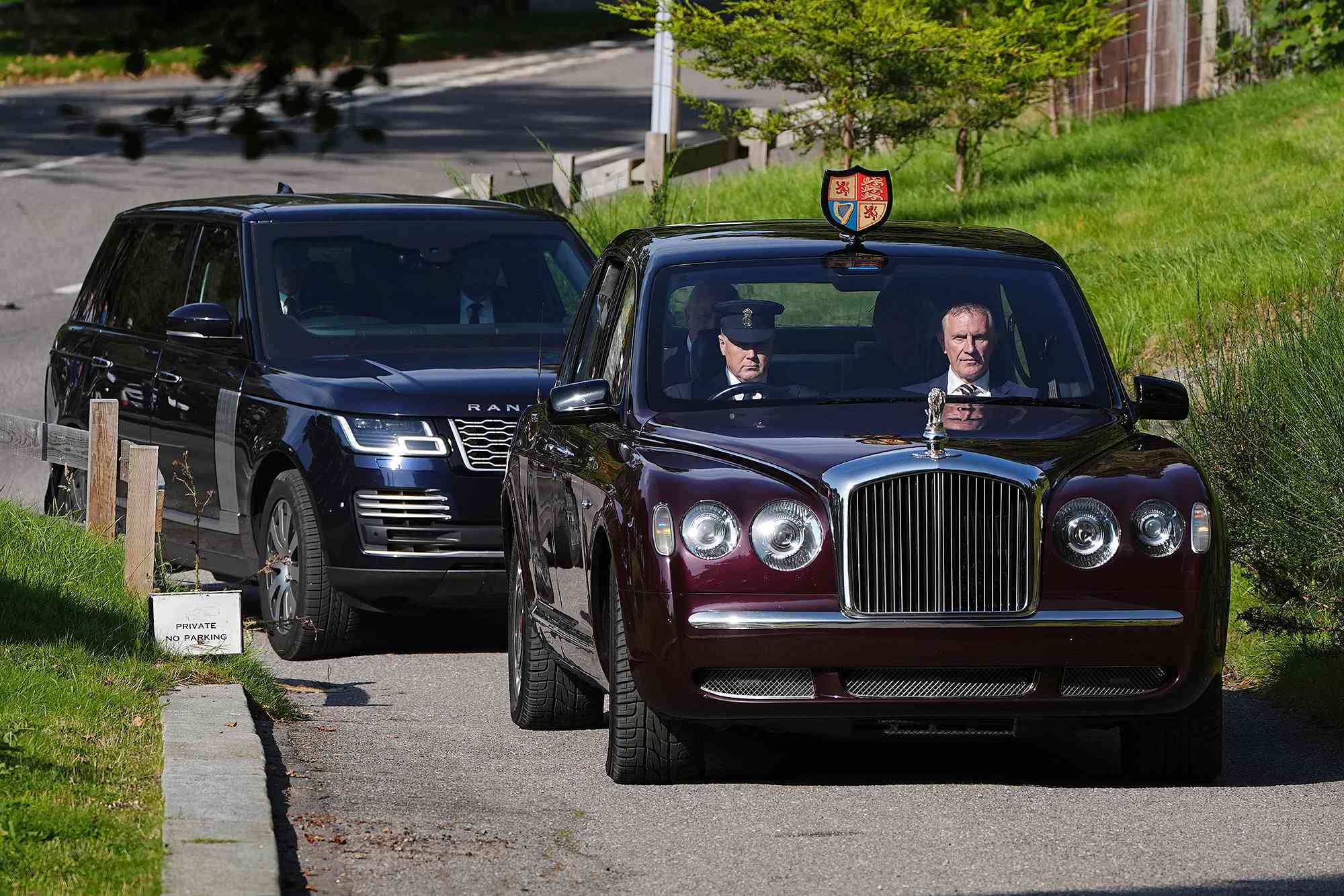 King Charles III and Queen Camilla arrive at Crathie Kirk, near Balmoral, for a Sunday church service. Picture date: Sunday September 8, 2024.