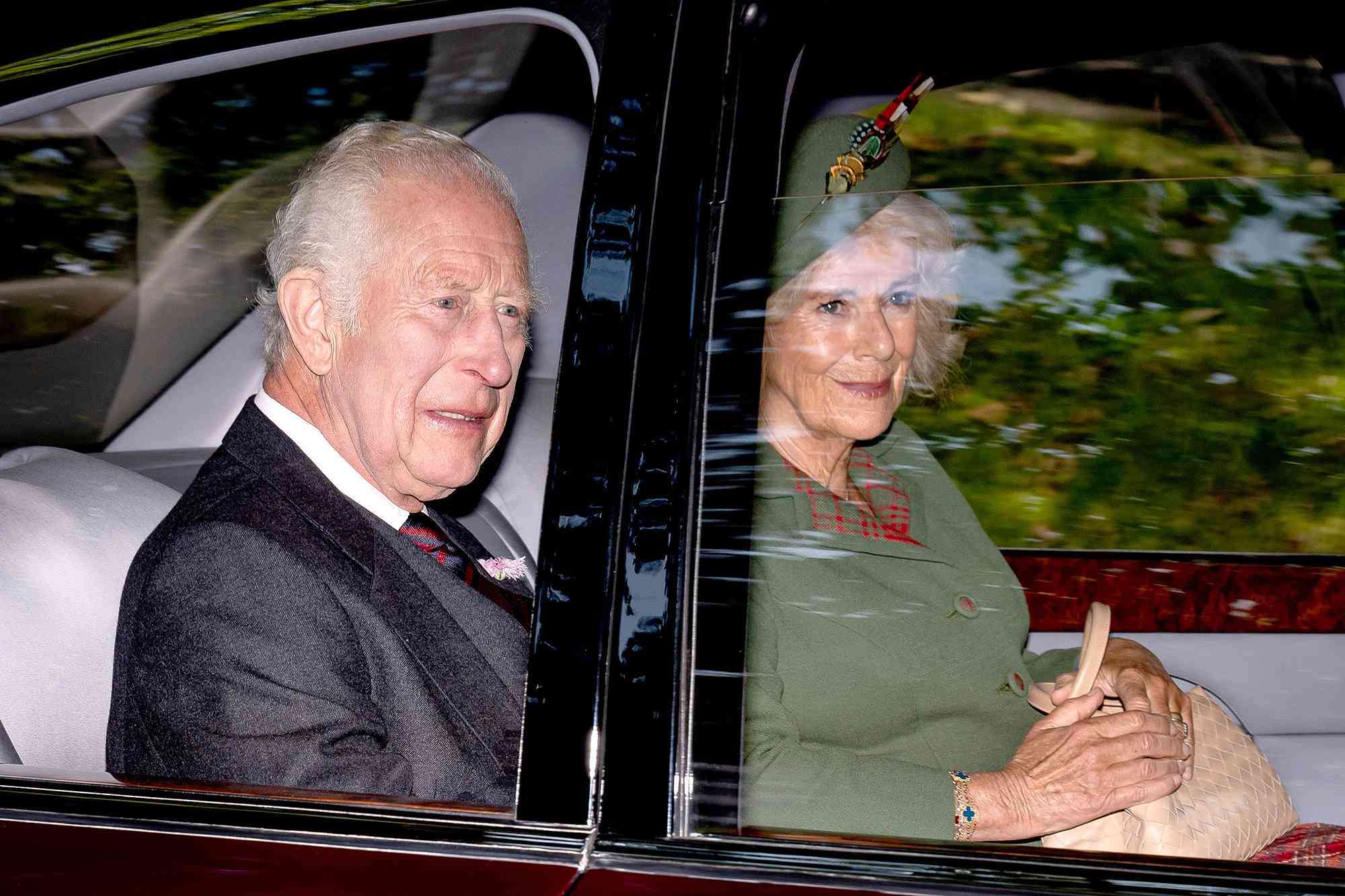 King Charles III and Queen Camilla arrive at Crathie Kirk, near Balmoral, for a Sunday church service. Picture date: Sunday September 8, 2024