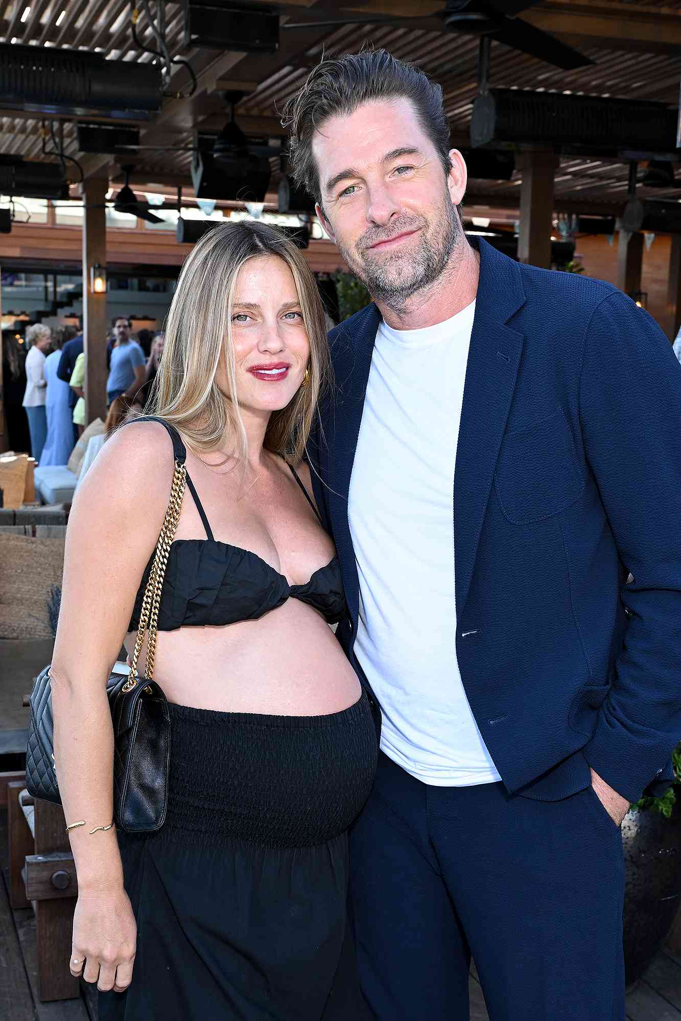 Lindsay Rae Hofmann and Scott Speedman at the Giorgio Armani Mare 2024 Collection Pop Up at Little Beach House Malibu on July 16, 2024 in Malibu, California.