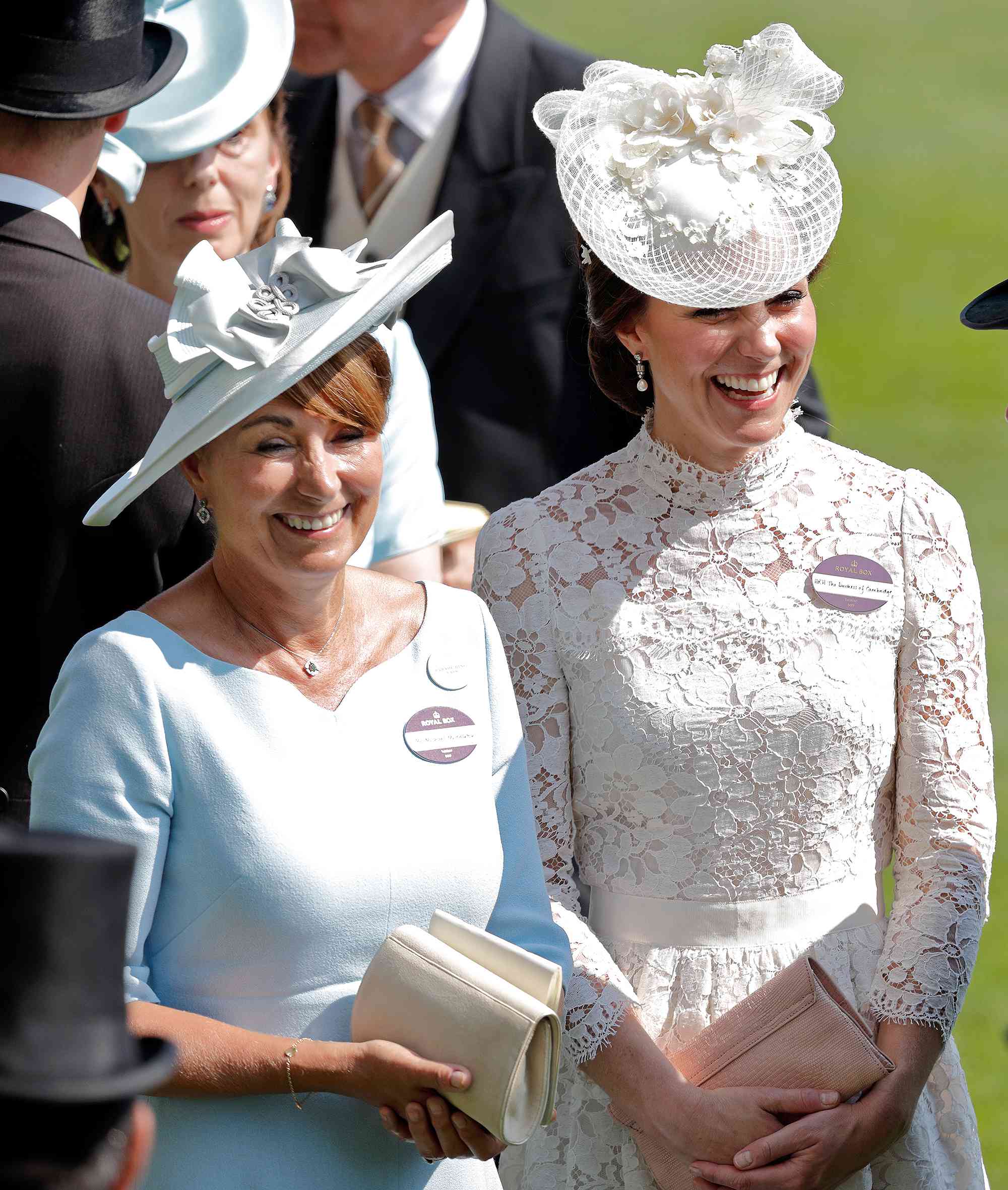 ASCOT, UNITED KINGDOM - JUNE 20: (EMBARGOED FOR PUBLICATION IN UK NEWSPAPERS UNTIL 48 HOURS AFTER CREATE DATE AND TIME) Catherine, Duchess of Cambridge (R) and her mother Carole Middleton attend day 1 of Royal Ascot at Ascot Racecourse on June 20, 2017 in Ascot, England.