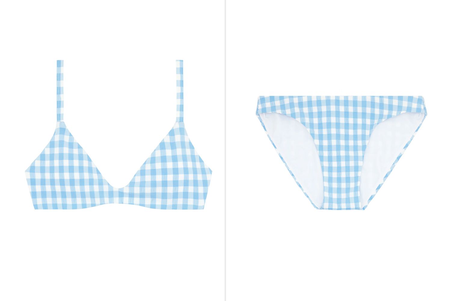 Minnow blue gingham bikini top and bottom