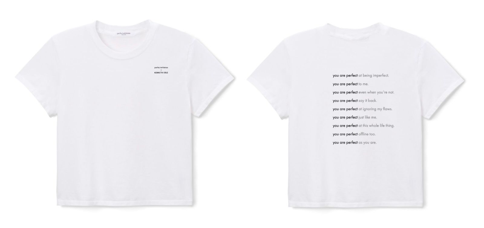 perfectwhitetee & Kenneth Cole launch limited-edition You Are Perfect tee in support of Mental Health