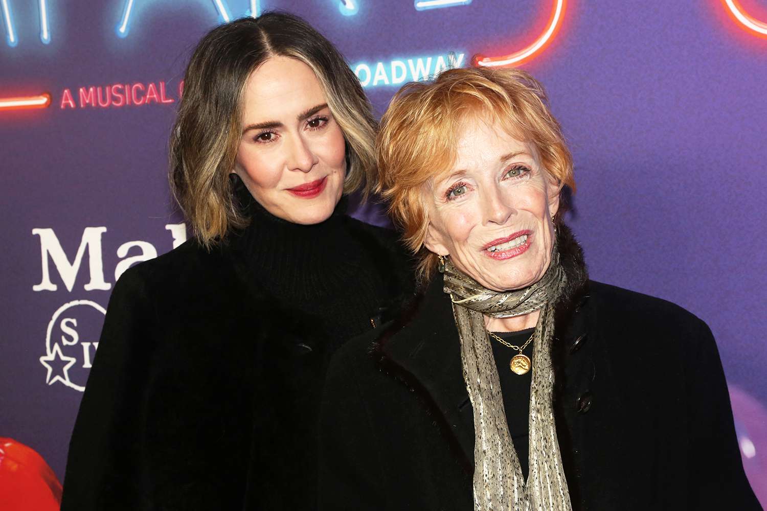 Sarah Paulson and Holland Taylor pose at the opening night for Stephen Sondheim's "Company" on Broadway at The Bernard B. Jacobs Theatre on December 9, 2021 in New York City.