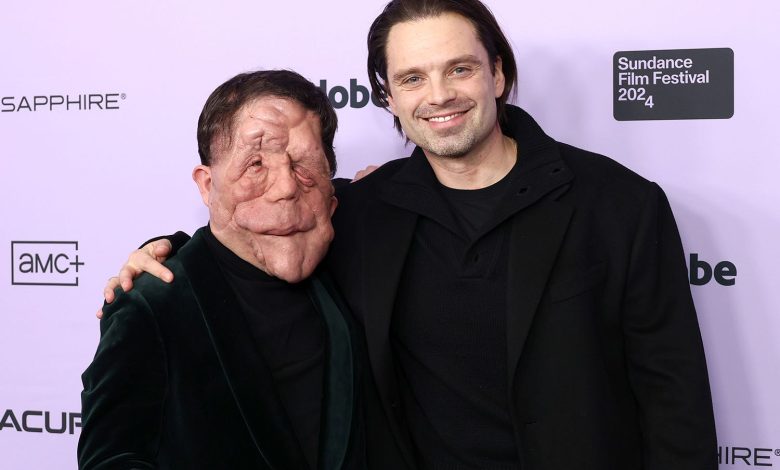 Adam Pearson and Sebastian Stan attend the