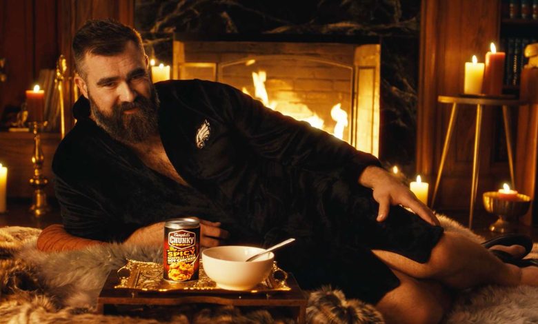 Jason Kelce Lies Fireside in Just a Robe for New Campbell's Chunky Commercial: 'Is It Hot in Here?' (Exclusive)