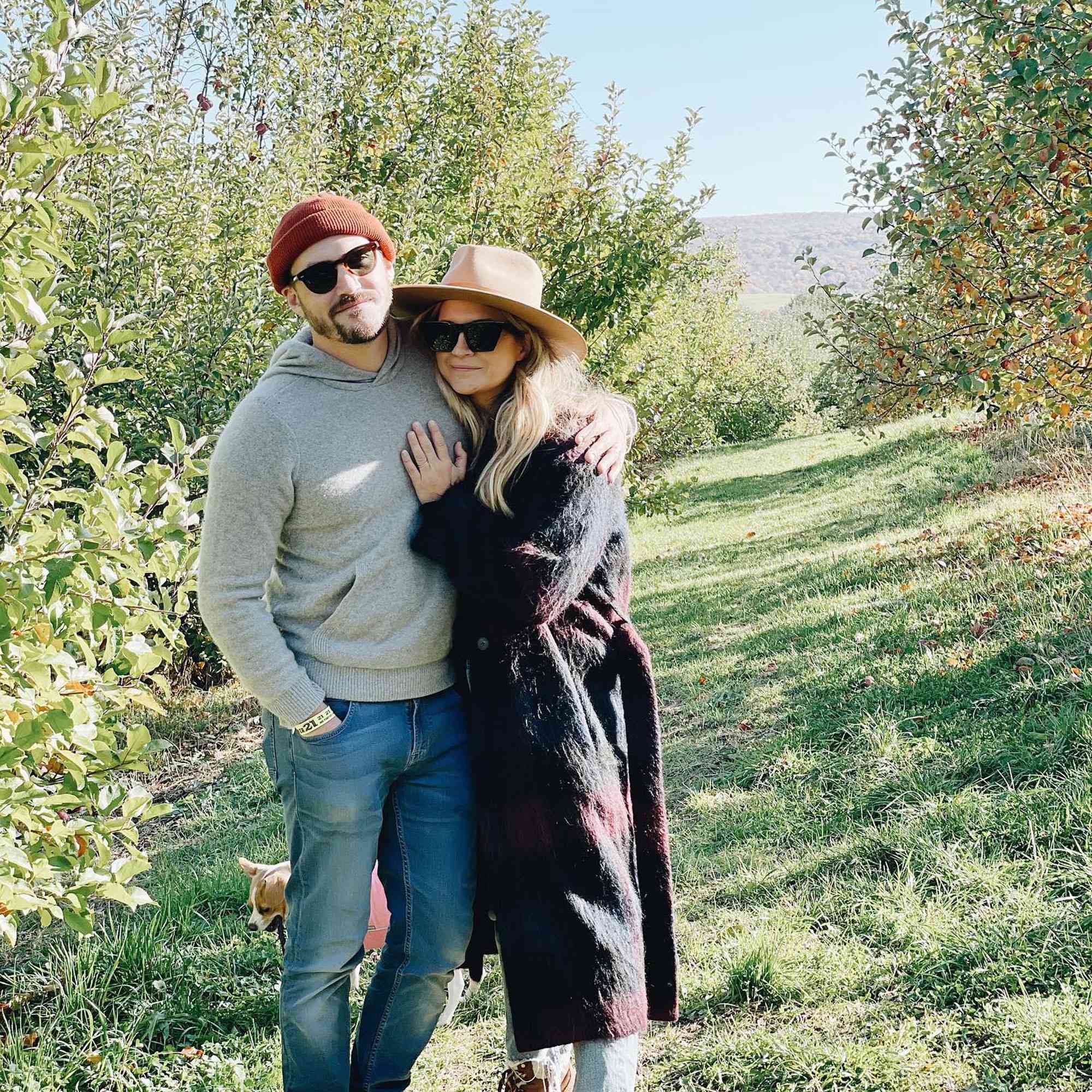 Vanessa Ray and Landon Beard on a walk.