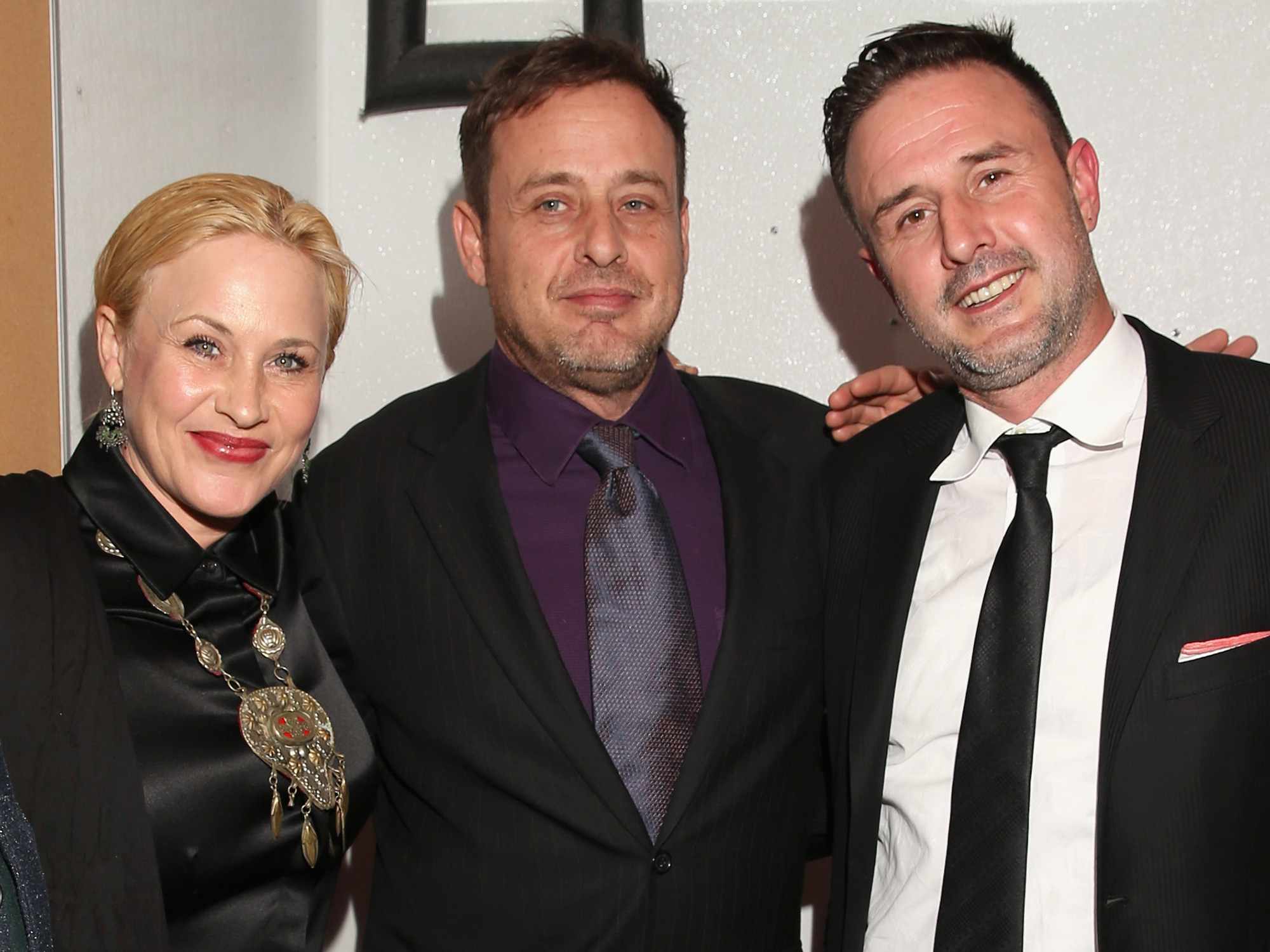 Patricia Arquette, Richmond Arquette and David Arquette posing at NYLON Magazine's Spring Fashion Issue Celebration on Feb. 27, 2015