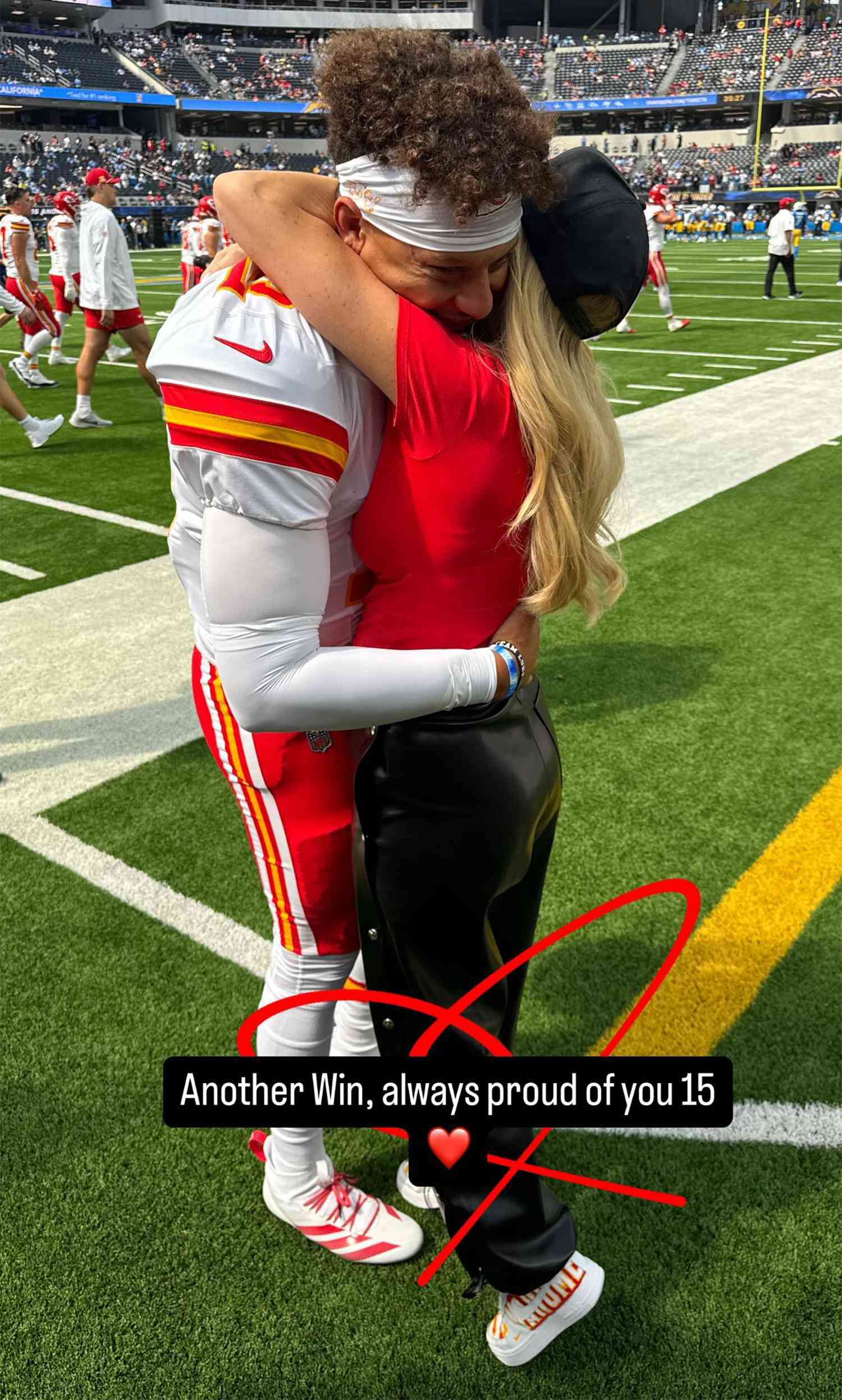 Brittany Mahomes Says She's Always Proud of Husband Patrick as She Hugs Him On Sidelines After Chiefs Win