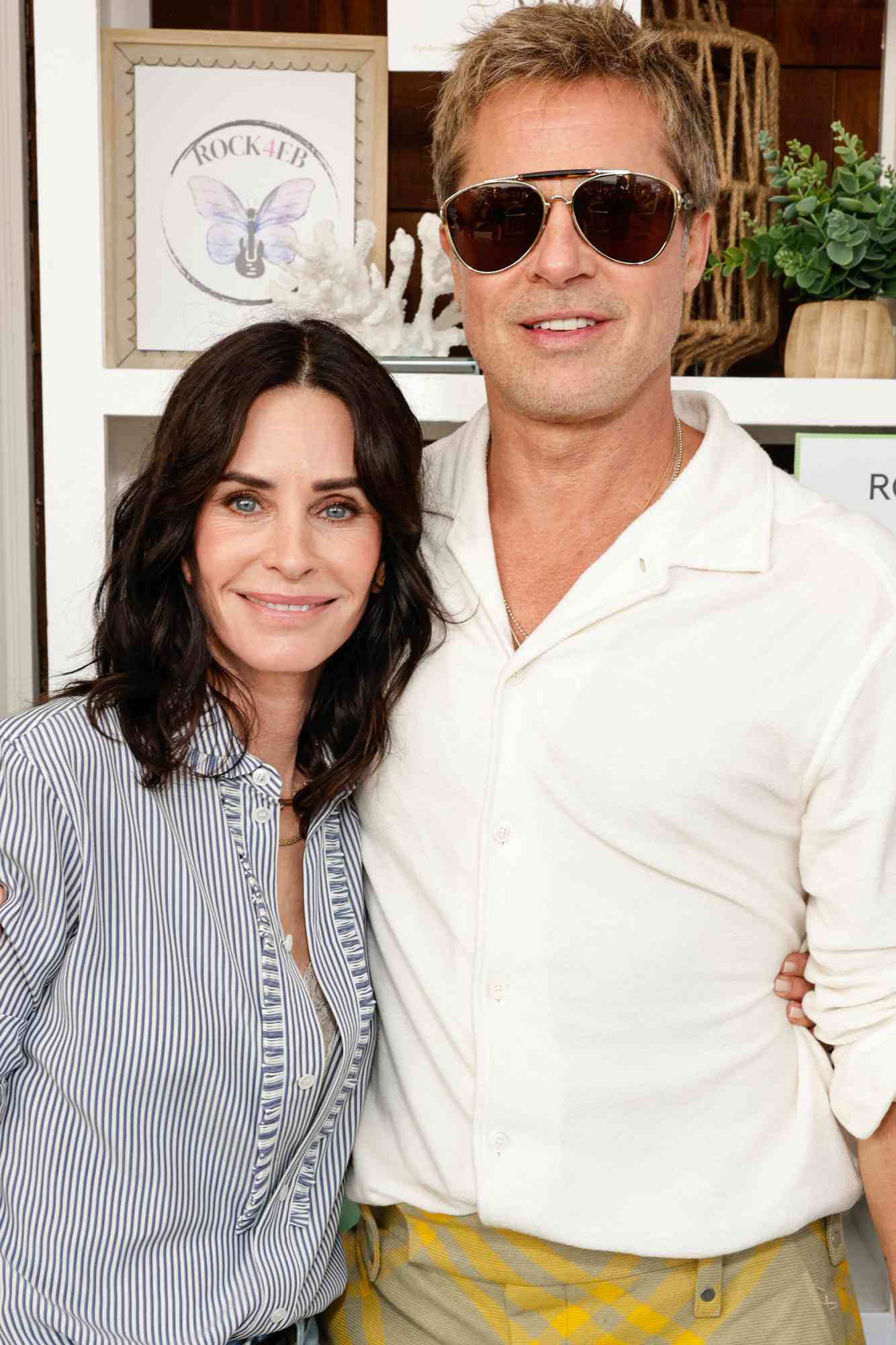 Courteney Cox and Brad Pitt at a Rock4EB event in Malibu, Calif., on Sept. 21, 2024