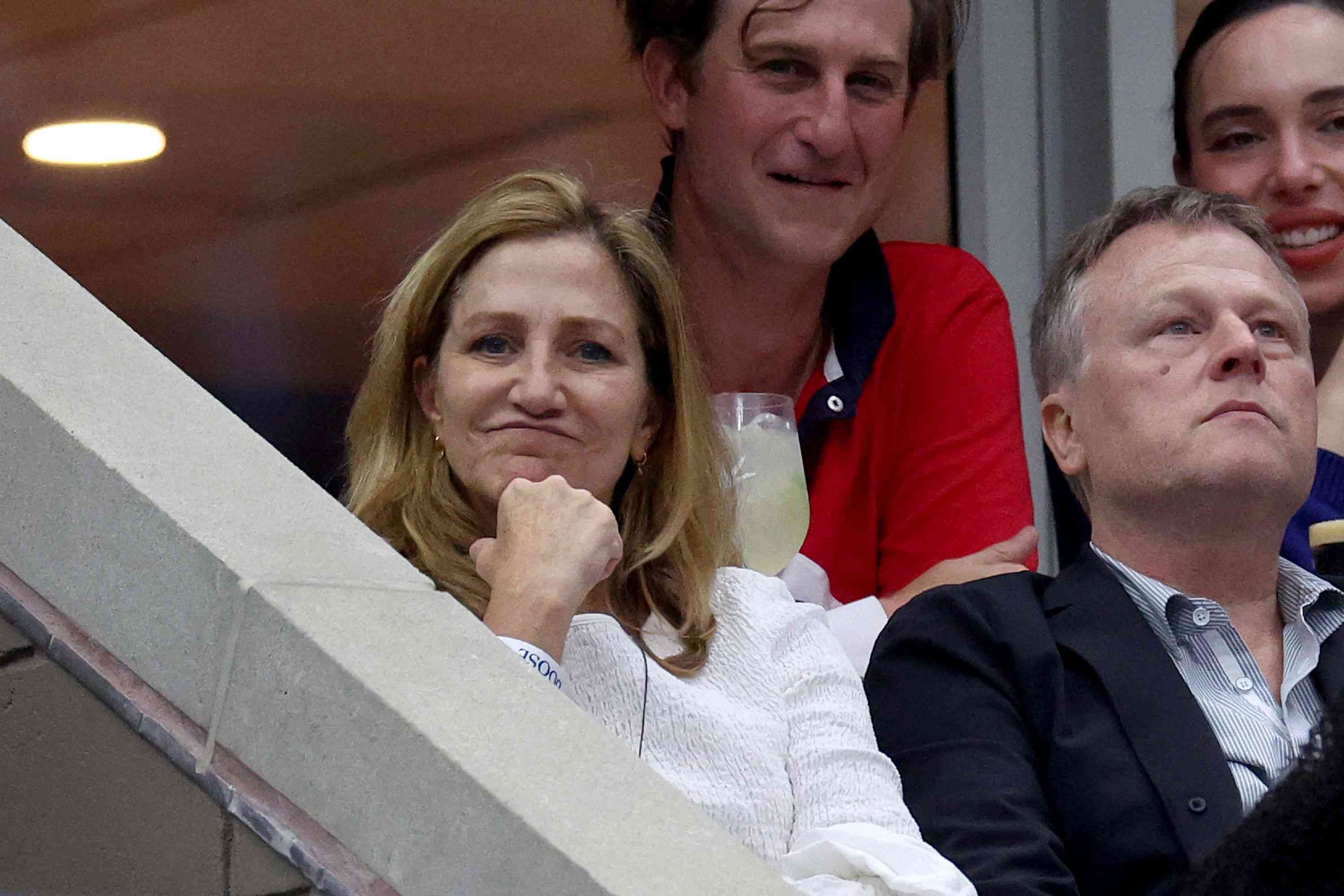  Edie Falco attends the Women's Singles Final match between Aryna Sabalenka of Belarus and Jessica Pegula of the United States on Day Thirteen of the 2024