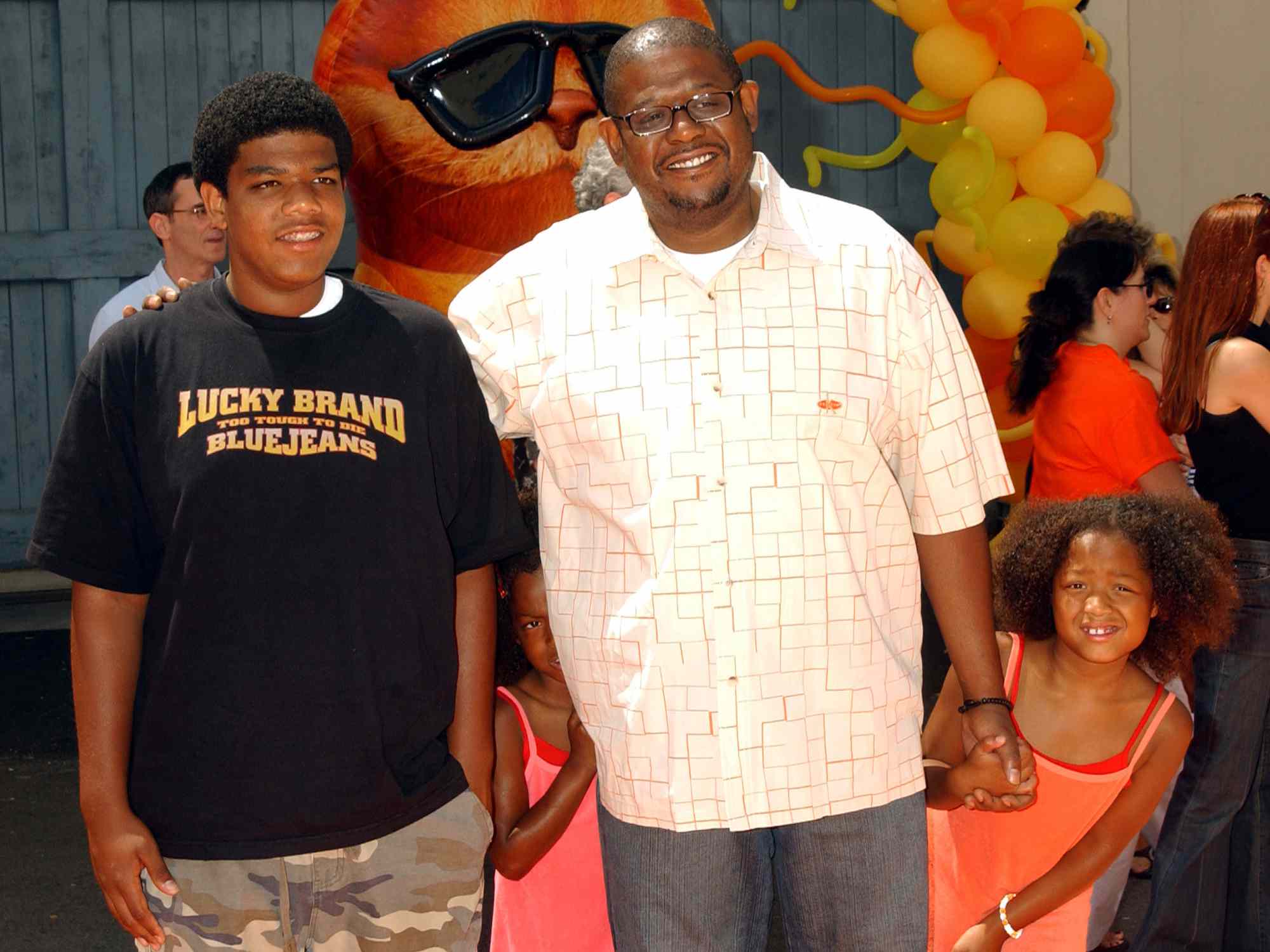 Forest Whitaker with son Ocean Whitaker and daughter.