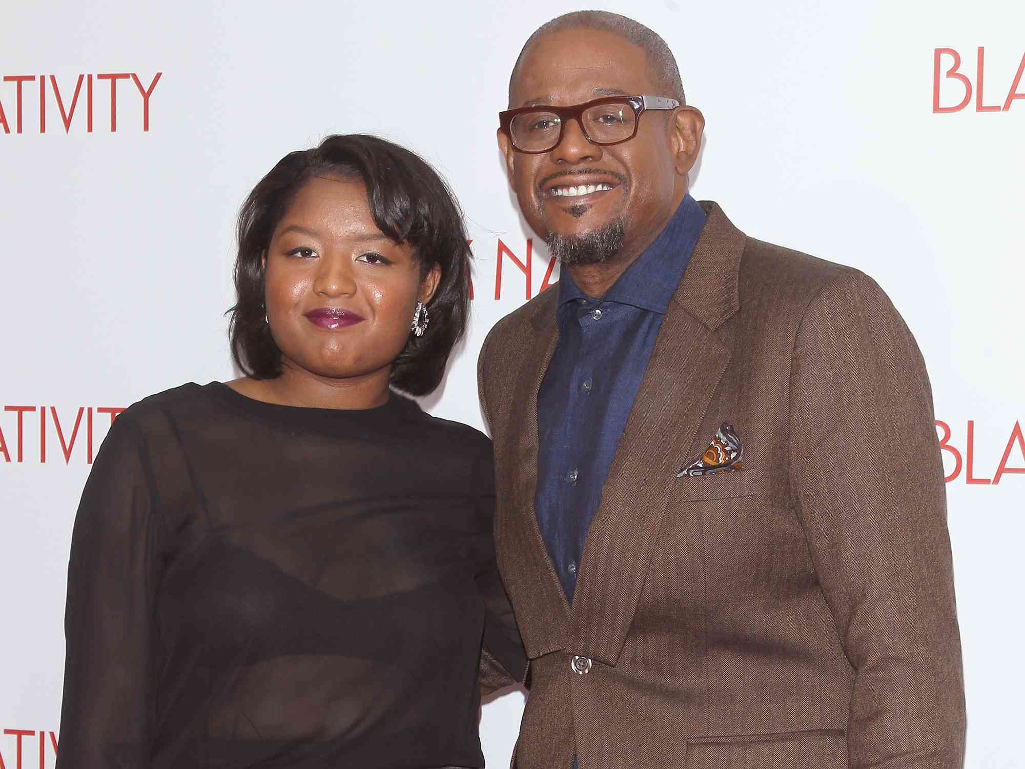 Sonnet Whitaker and actor Forest Whitaker attend the "Black Nativity" premiere on November 18, 2013 in New York City. 