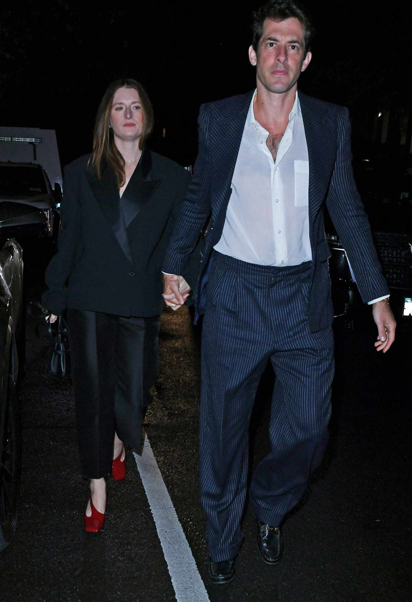 Actress Grace Gummer and her husband, Mark Ronson, were seen leaving Electric Lady Studios after Karen Elson's wedding in New York, NY.