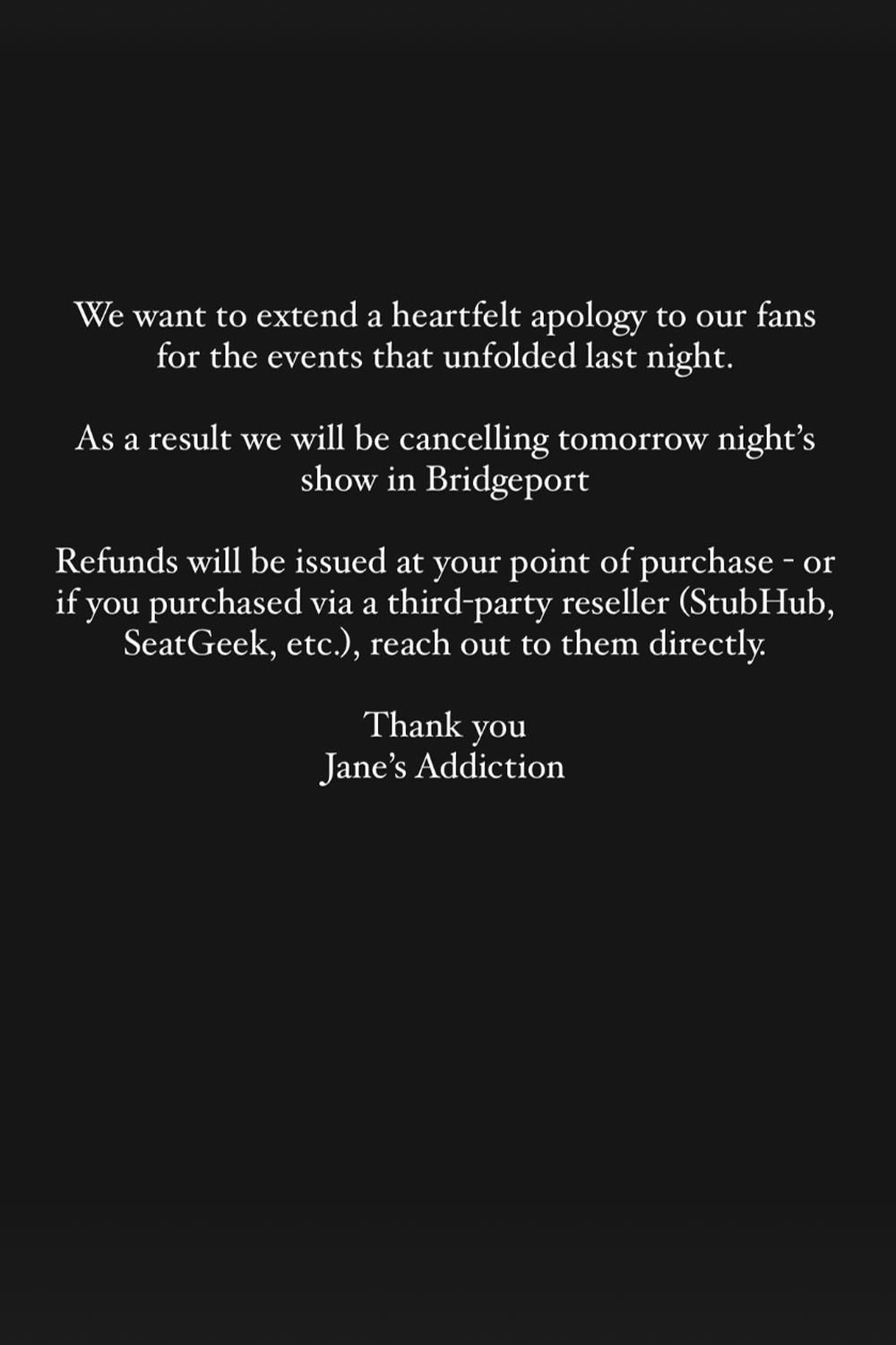 Jane's Addiction Instagram Post