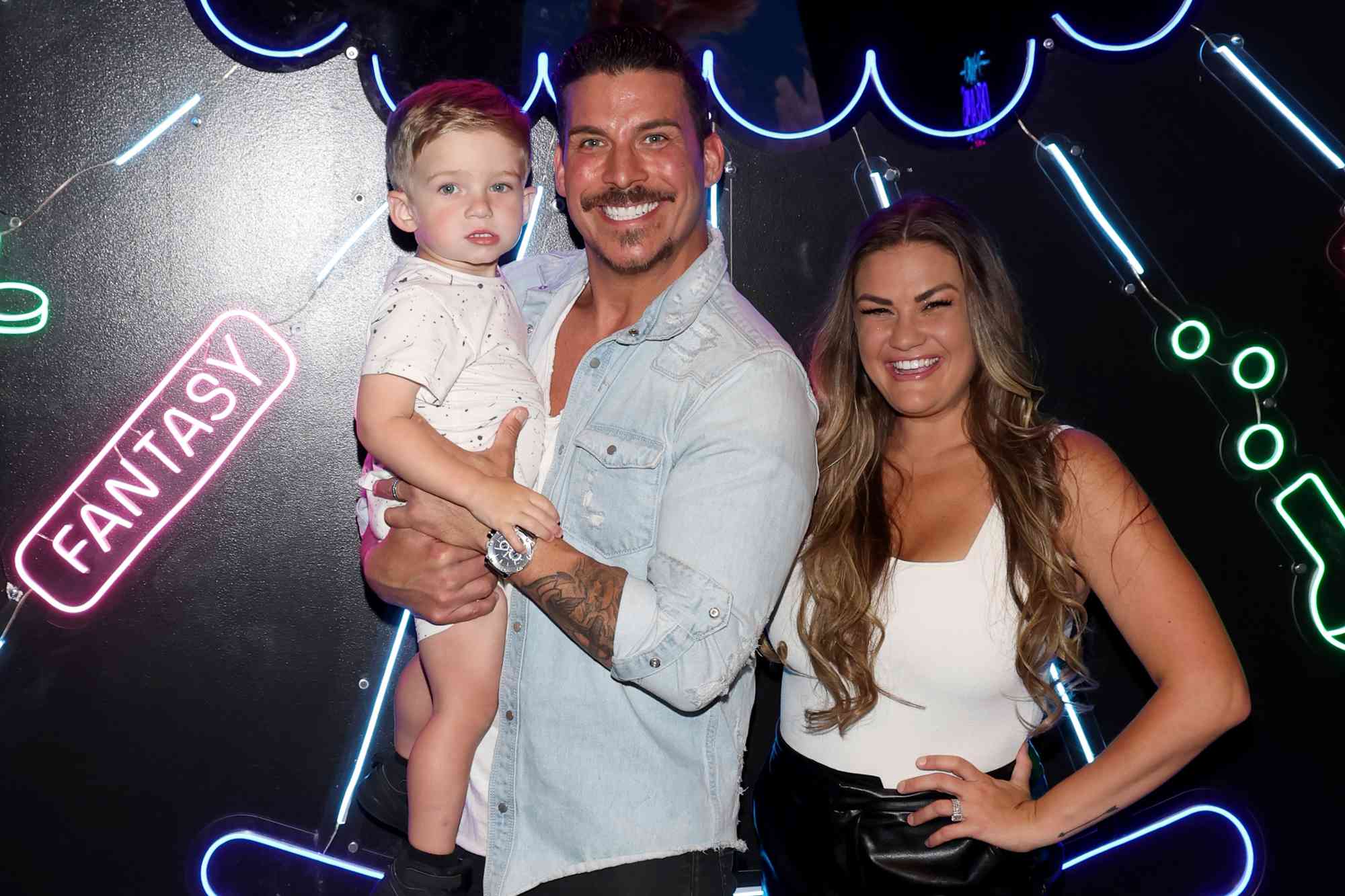 Cruz Cauchi, Jax Taylor and Brittany Cartwright attend the debut of Fantasy Lab Las Vegas' Midnight Dreams immersive experience at the Fashion Show mall on June 09, 2023 