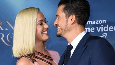 British actor Orlando Bloom and US singer/songwriter Katy Perry arrive for the Los Angeles premiere of Amazon Original Series