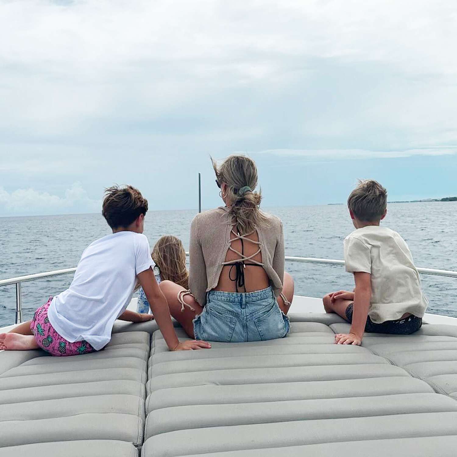 Kristin Cavallari with her kids on a boat in the Bahamas