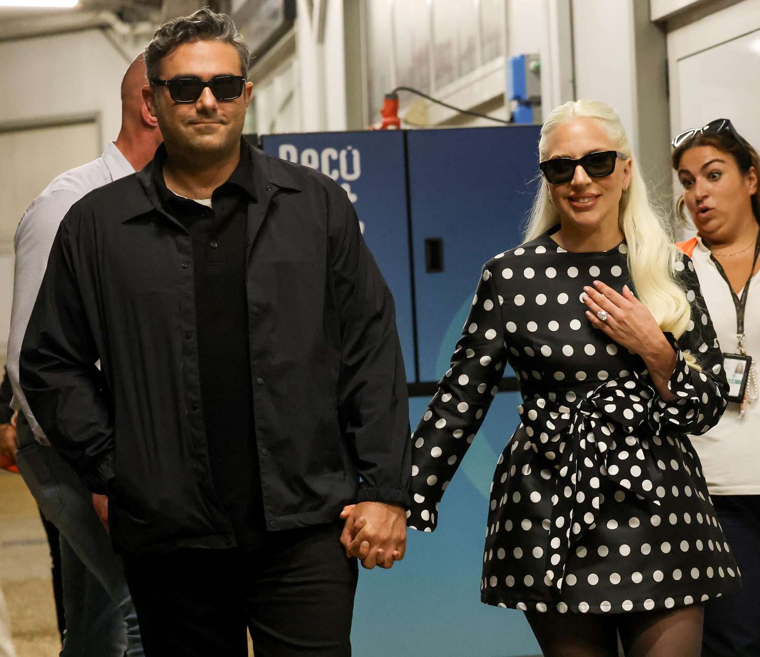 Lady Gaga and Michael Polansky are seen arriving at the Venice's airport during the 81st Venice International Film Festival at on September 02, 2024 in Venice, Italy