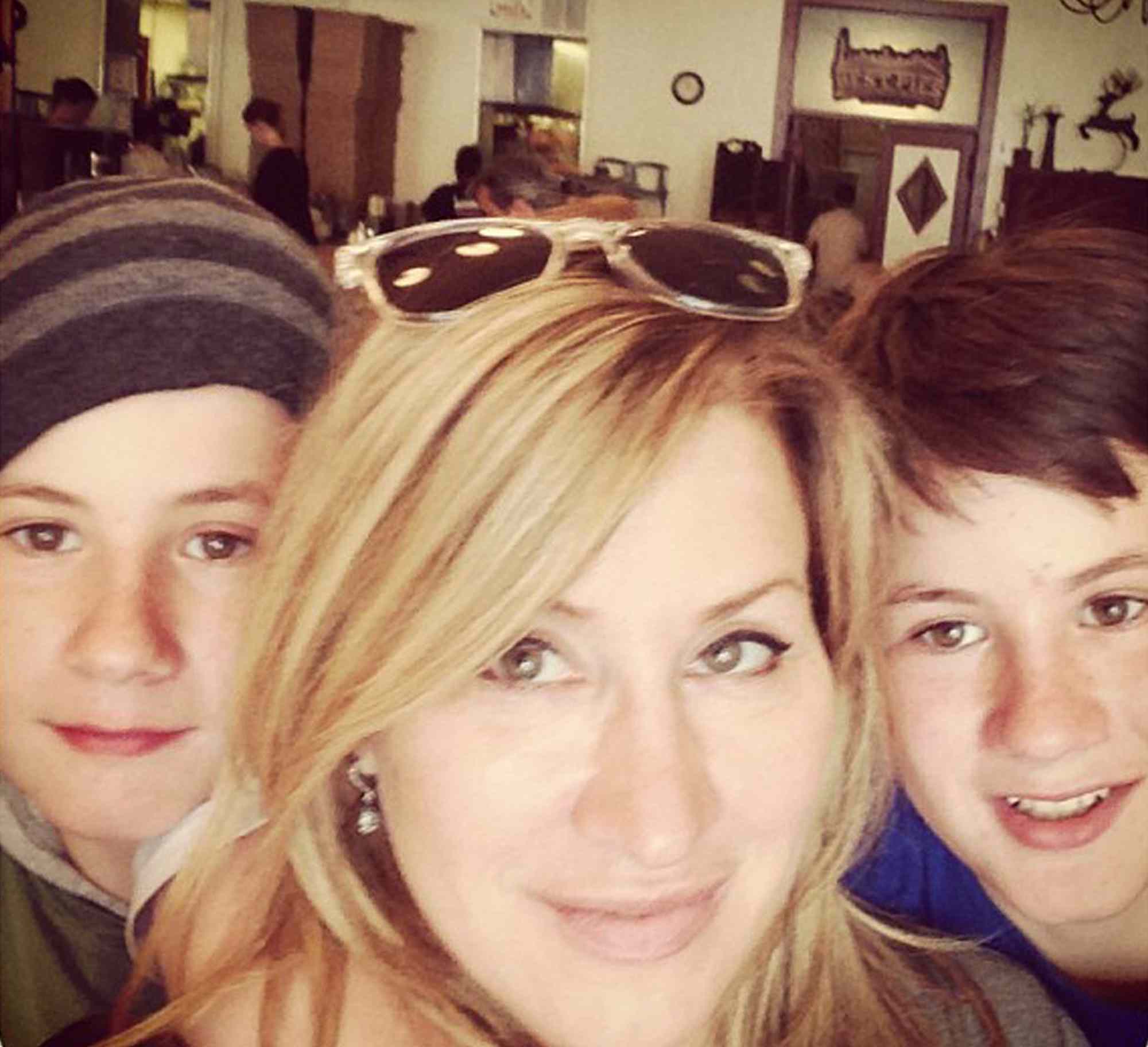 Lisa Ann Walter with her kids Spencer and Simon Walter. 