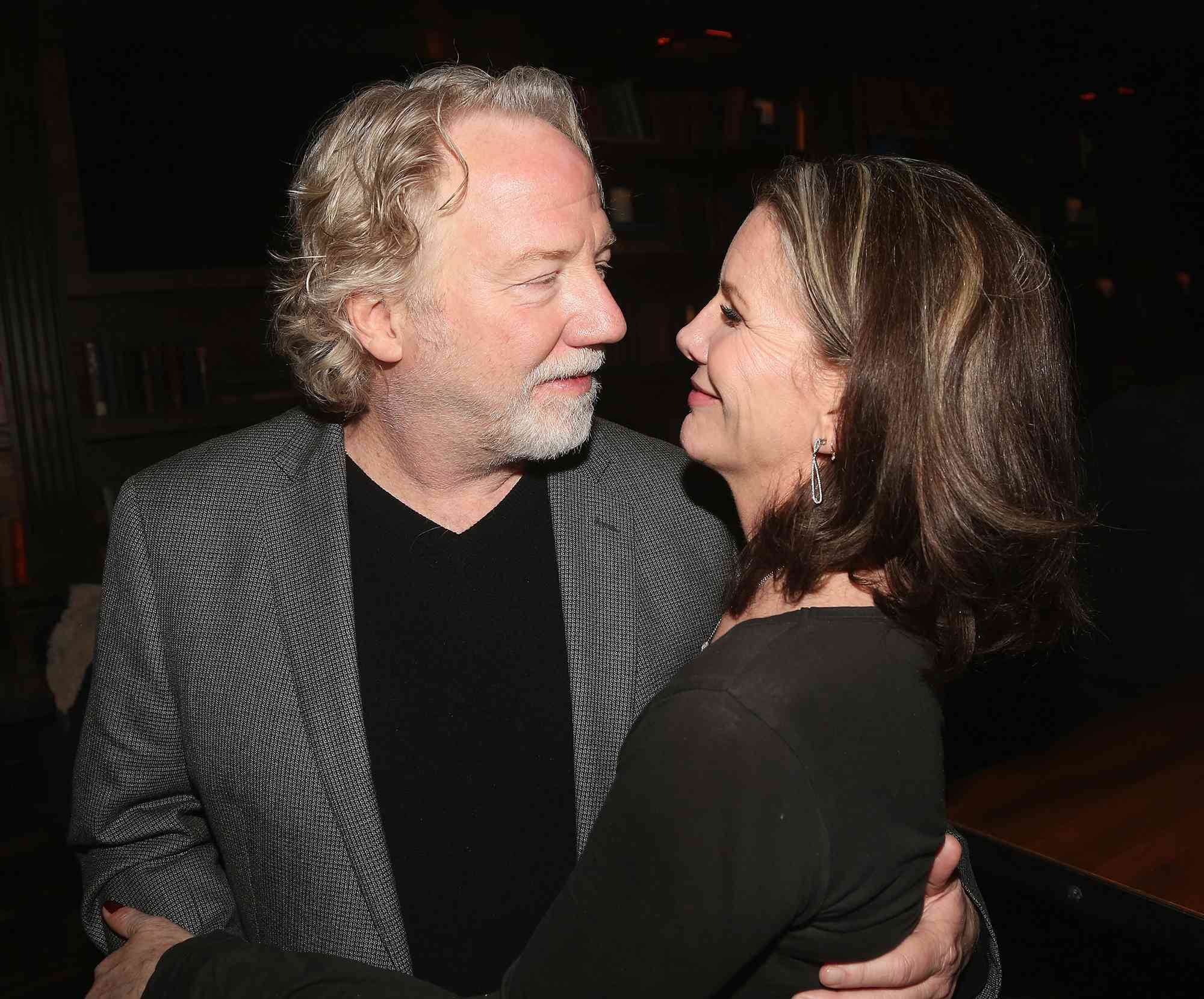 Timothy Busfield and wife Melissa Gilbert pose at the opening night after party for Irish Rep's production of "The Seafarer"at Crompton Ale House on April 18, 2018 in New York City