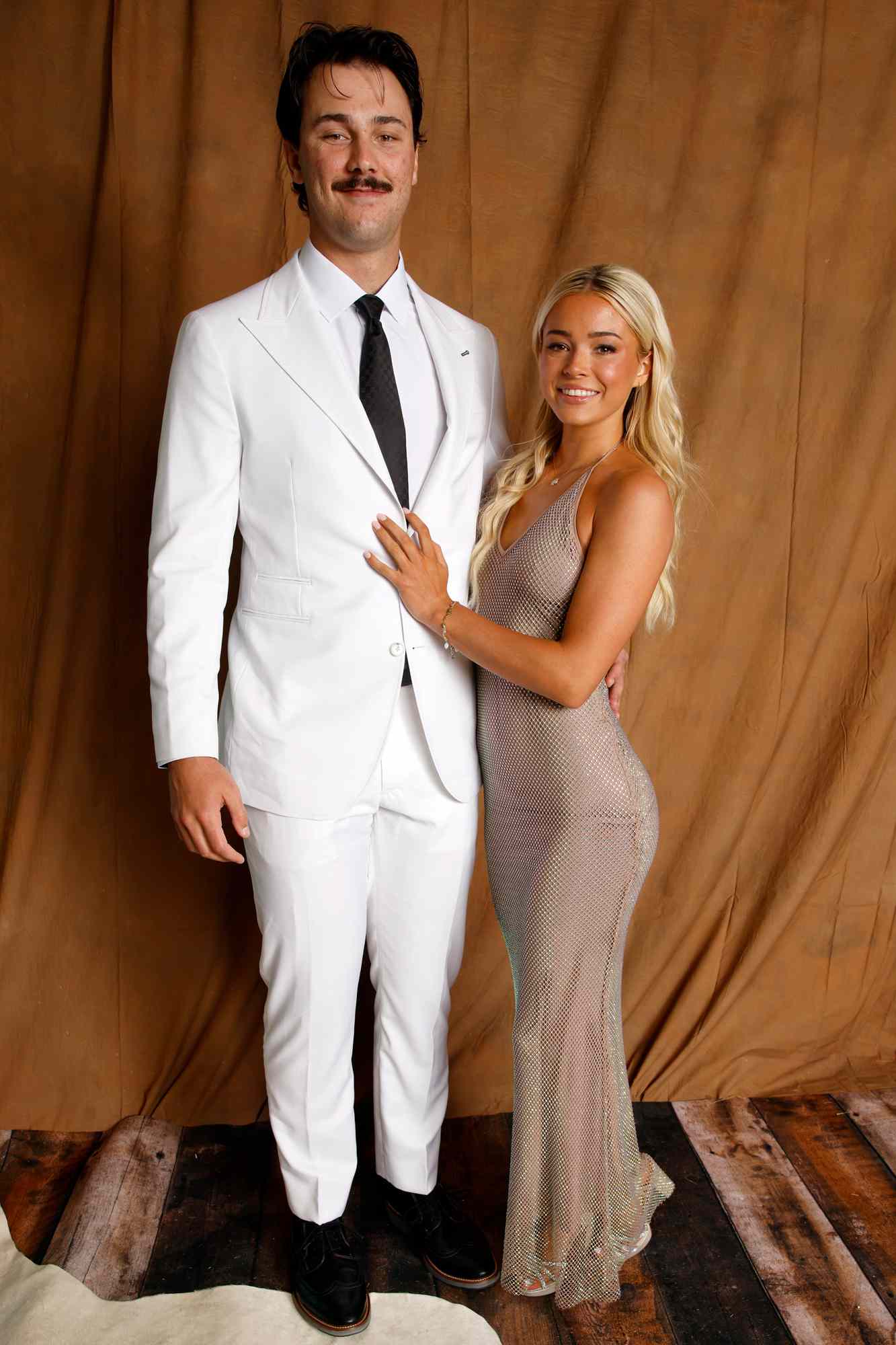 Paul Skenes of the Pittsburgh Pirates and Livvy Dunne pose for a portrait during the 2024 Red Carpet Photo Shoot at Loews Arlington Hotel and Convention Center on Tuesday, July 16, 2024 in Arlington, Texas. (