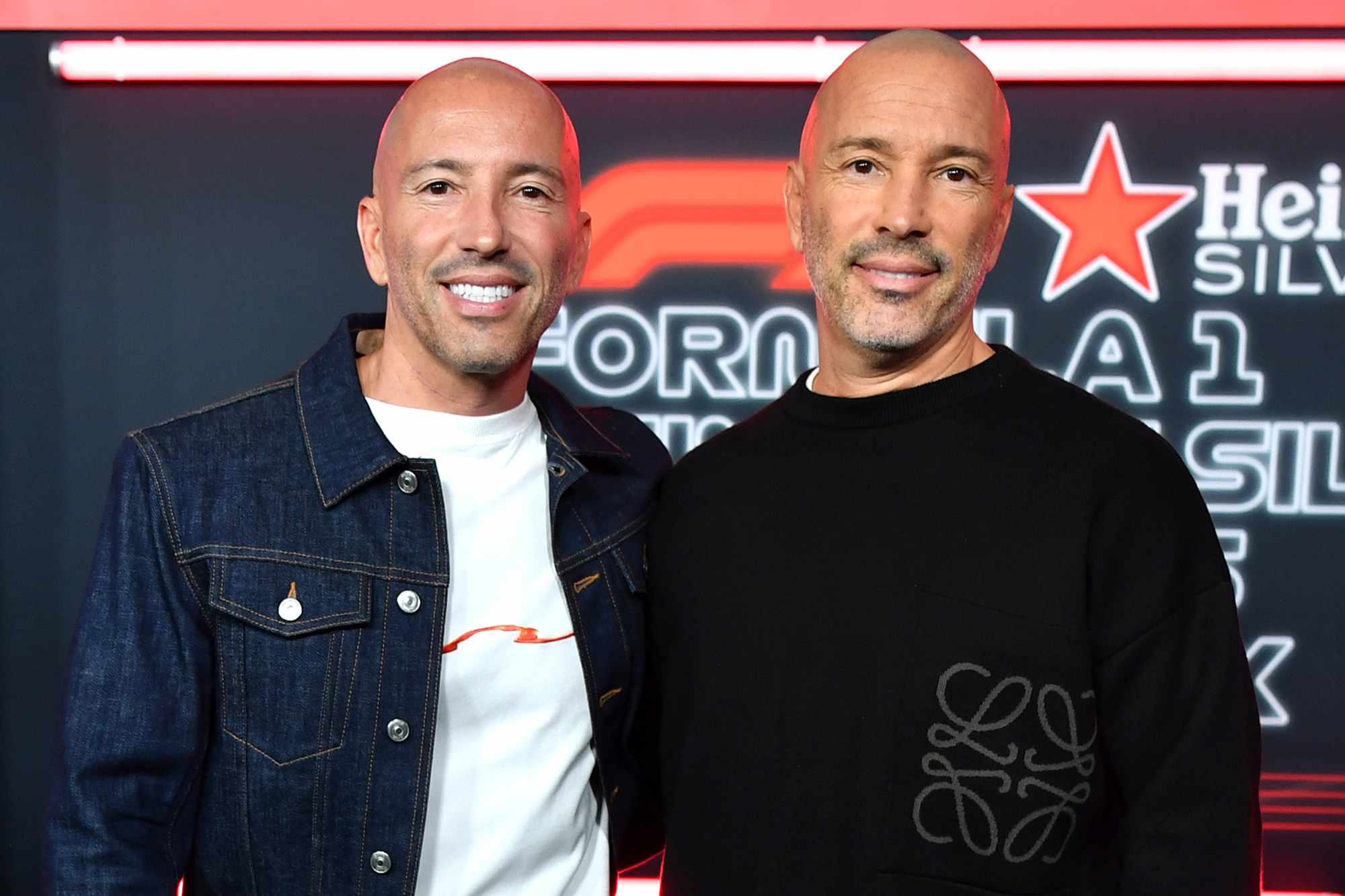 Brett Oppenheim and Jason Oppenheim pose for a photo prior to the F1 Grand Prix of Las Vegas on November 18, 2023.