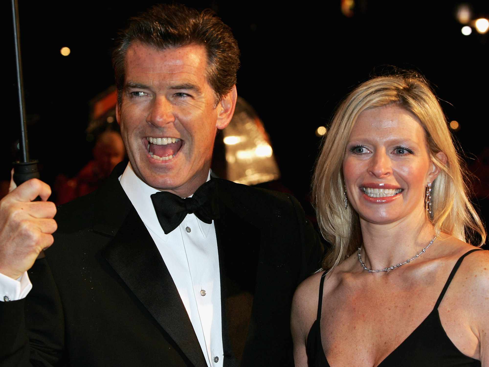 Pierce Brosnan (left) and daughter Charlotte arrives at The Orange British Academy Film Awards (BAFTAs) at the Odeon Leicester Square on February 19, 2006 in London, England