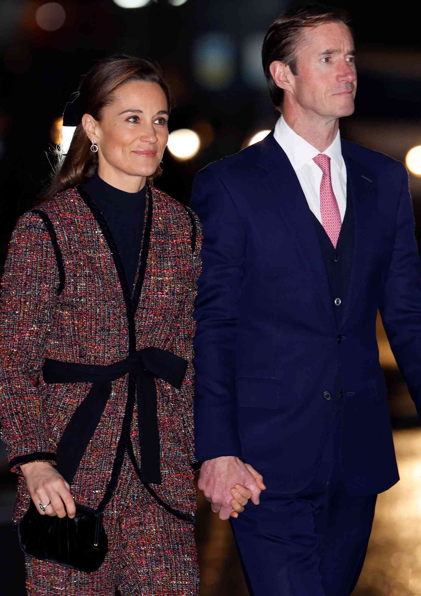 Pippa Matthews and James Matthews attend The 'Together At Christmas' Carol Service at Westminster Abbey on December 8, 2023 in London, England. 