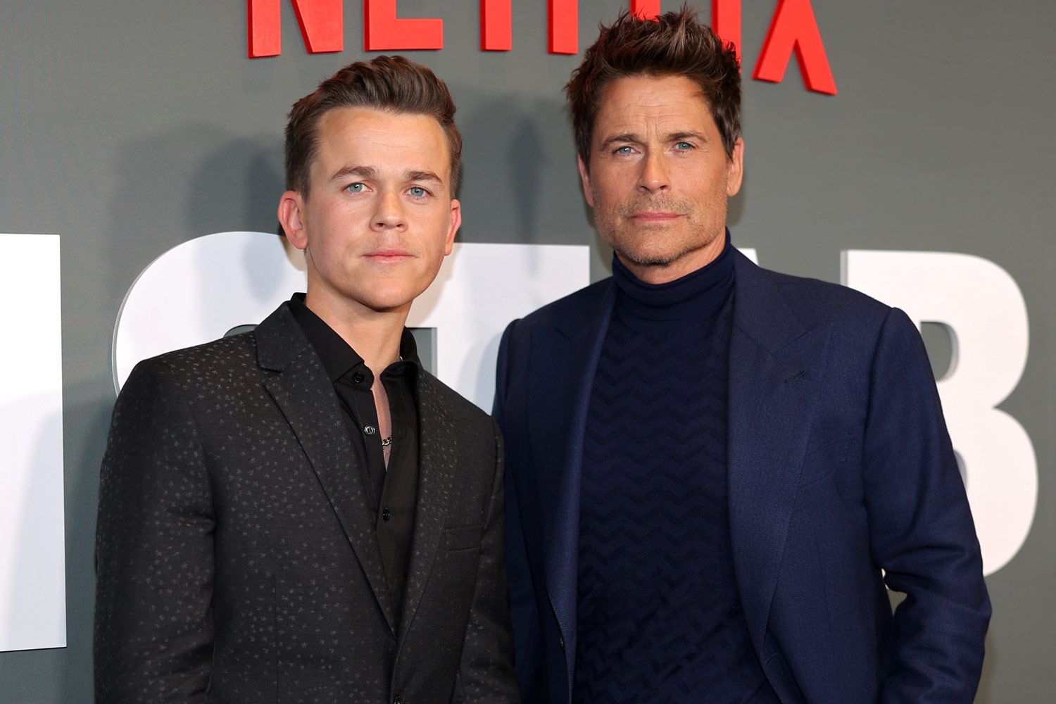 John Owen Lowe and Rob Lowe attend the Netflix Unstable S1 premiere at Netflix Tudum Theater on March 23, 2023