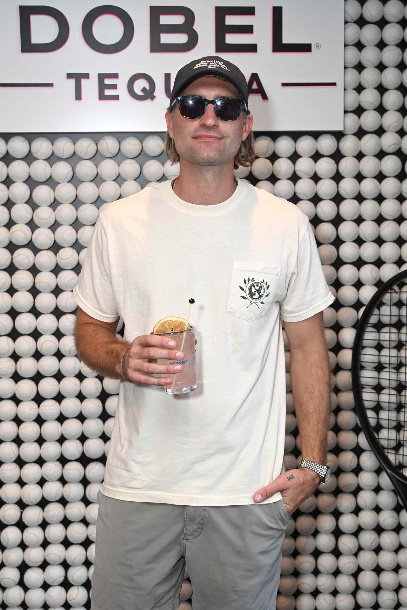 Ryan Hurd enjoys a Dobel Tequila Ace Paloma cocktail at the 2024 US Open with Maestro Dobel Tequila, the Official Tequila of The US Open, at the USTA Billie Jean King National Tennis Center on August 26, 2024 in New York City. 