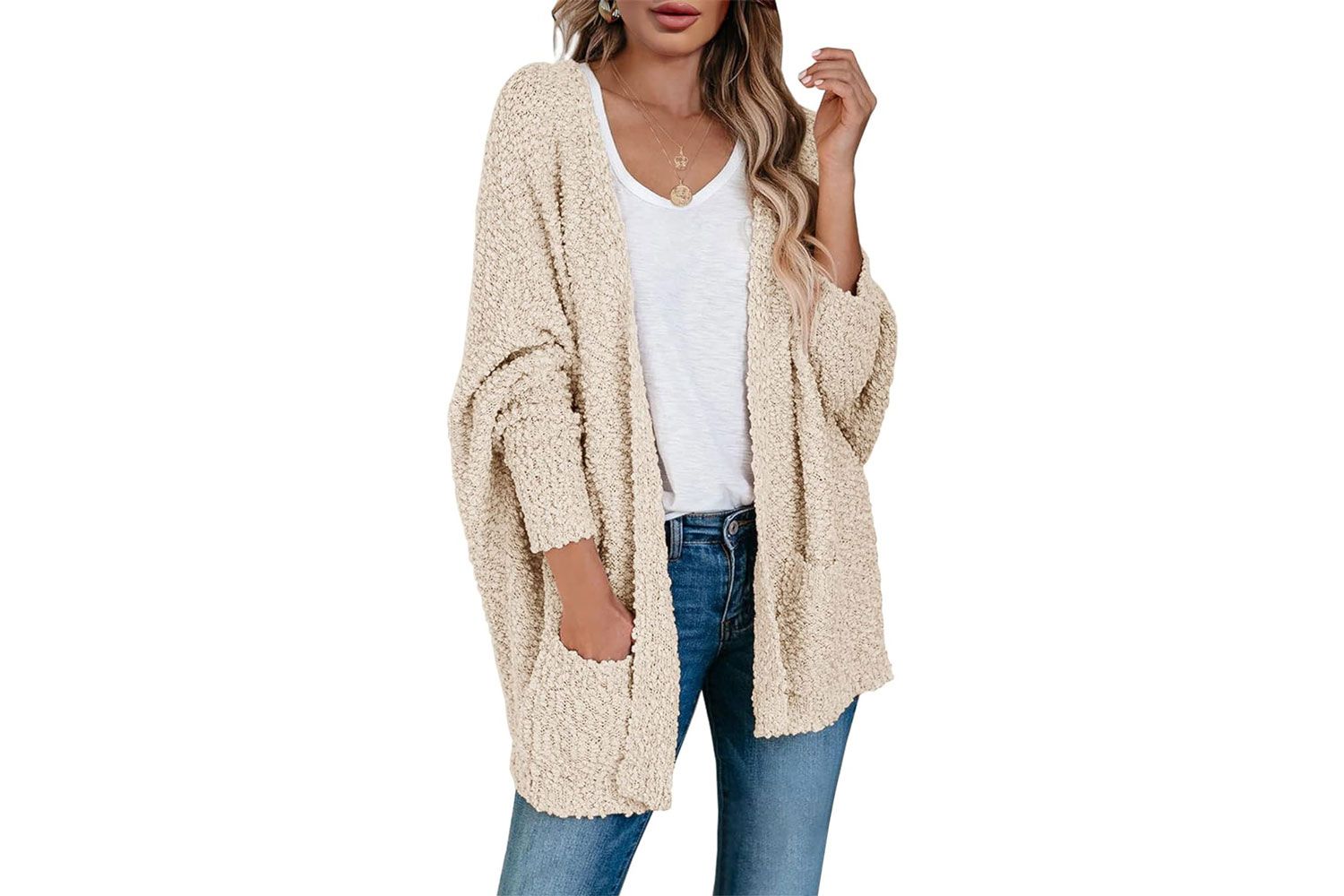 Amazon Saodimallsu Women's Chunky Popcorn Cardigan Oversized Open