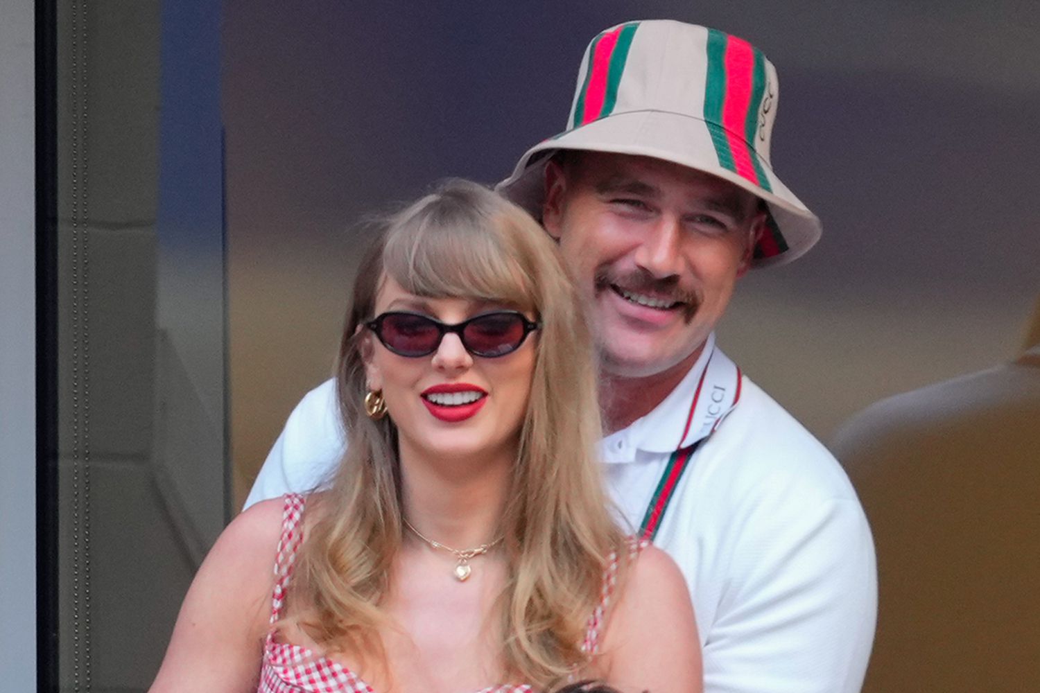 Taylor Swift and Travis Kelce are seen during the 2024 US Open Tennis Championships