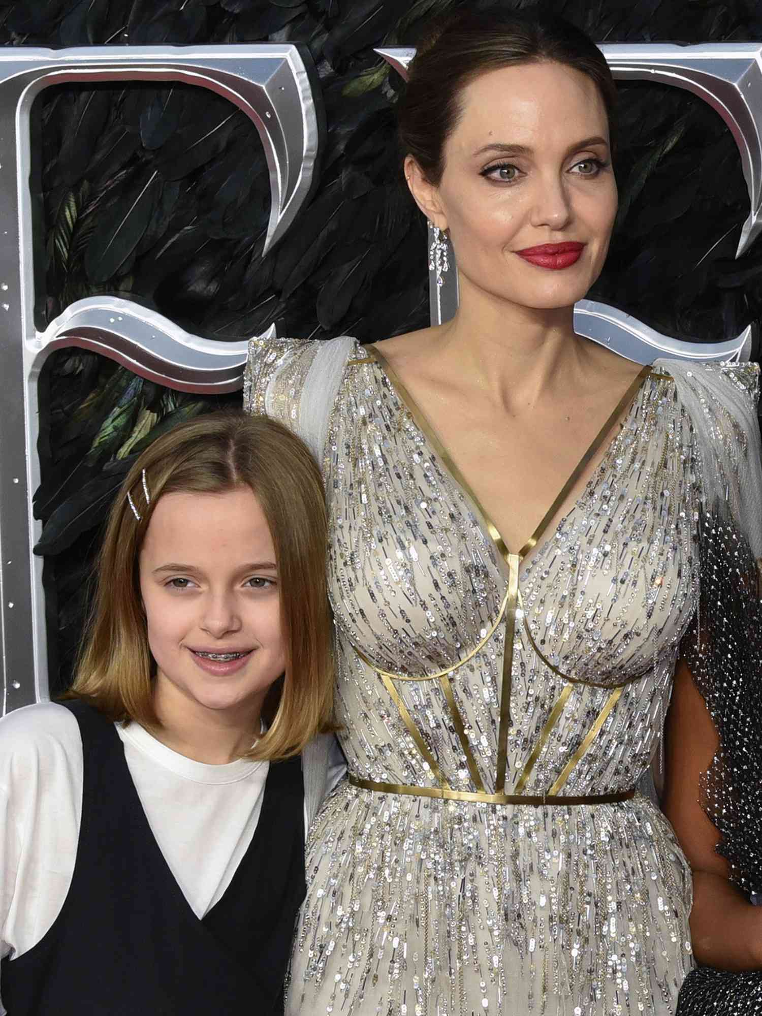 Vivienne Jolie-Pitt and Angelina Jolie attend the 'Maleficent: Mistress of Evil' European Premiere on October 9, 2019. 