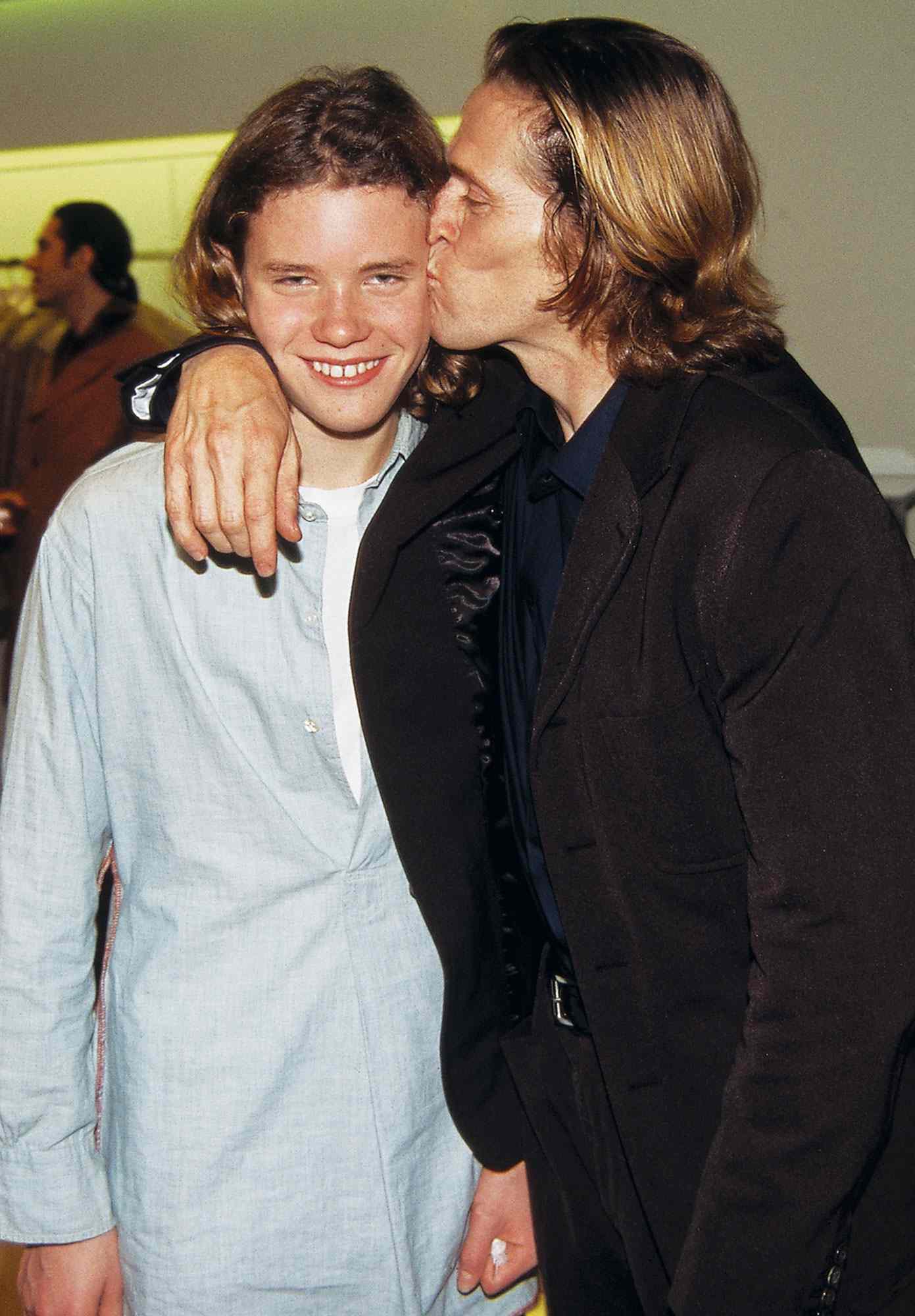 Willem Dafoe and Jack Dafoe at the Prada store opening on October 27, 1996. 