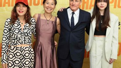 Deni Harrleson, Laura Louie, Woody Harrelson, and Makani Harrelson attend the premiere of