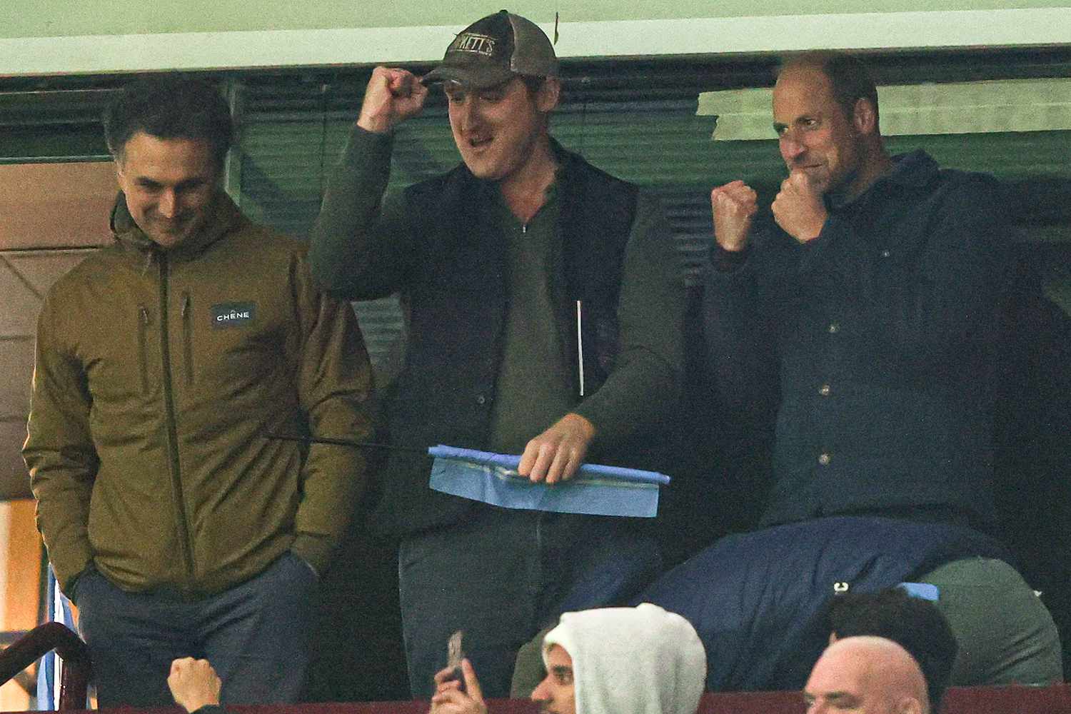 William, Prince of Wales, celebrates Aston Villa's victory on the final whistle during the UEFA Champions League 2024/25 League Phase MD2 match between Aston Villa FC and FC Bayern