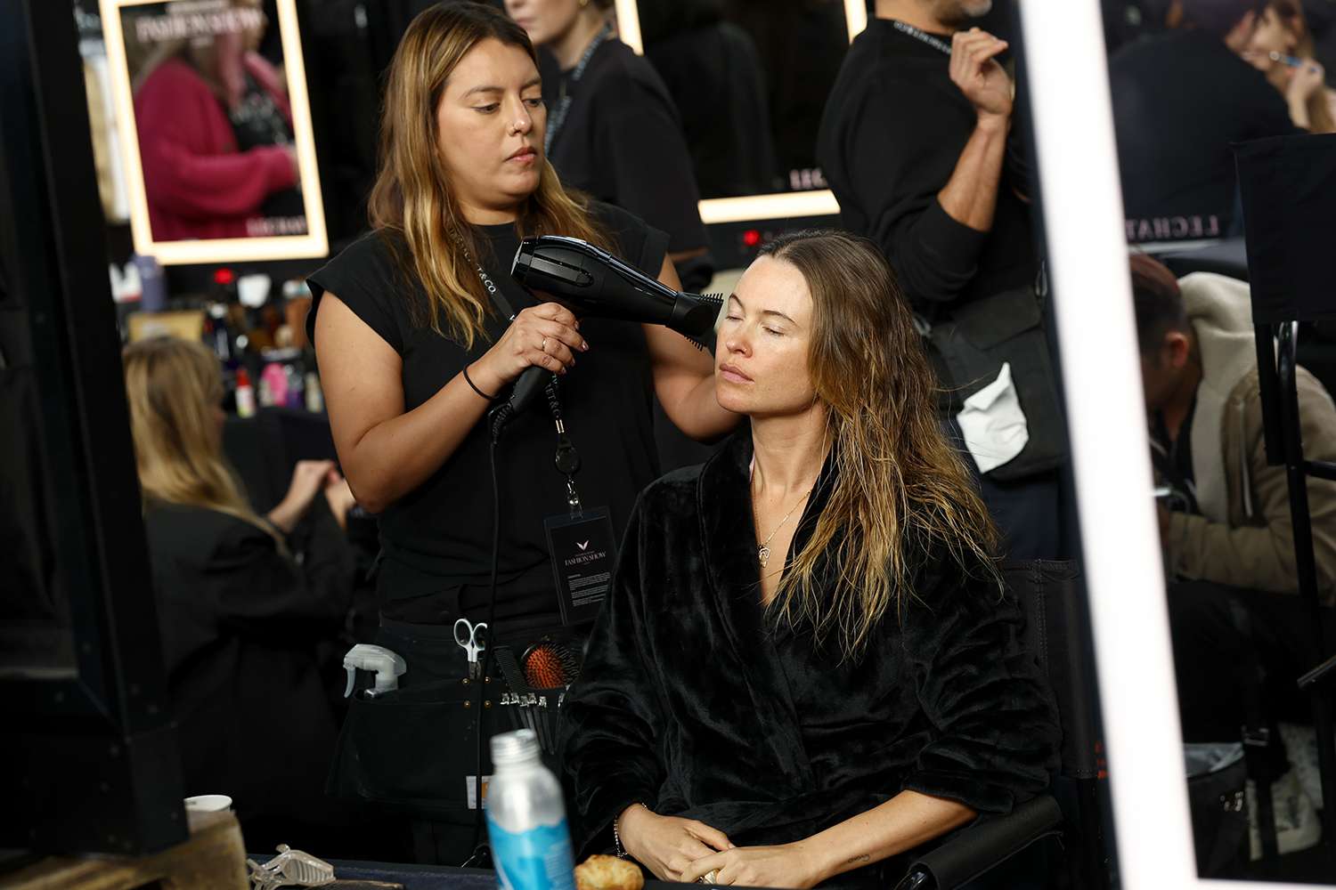 Behati Prinsloo prepares backstage at the Victoria's Secret Fashion Show 2024 on October 15, 2024 in New York City.