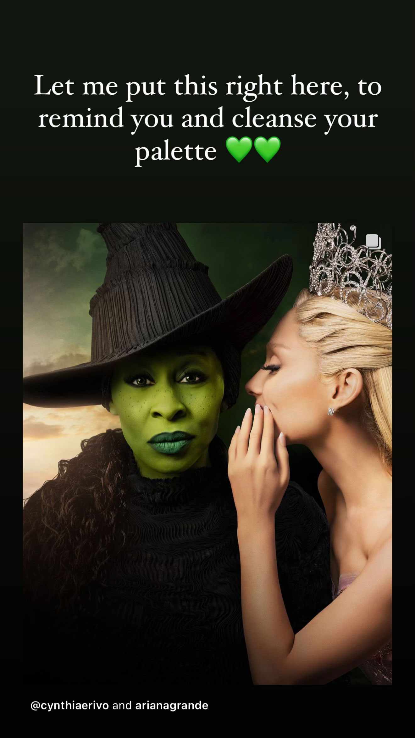 Cynthia Erivo reposts poster from Wicked on Instagram Story