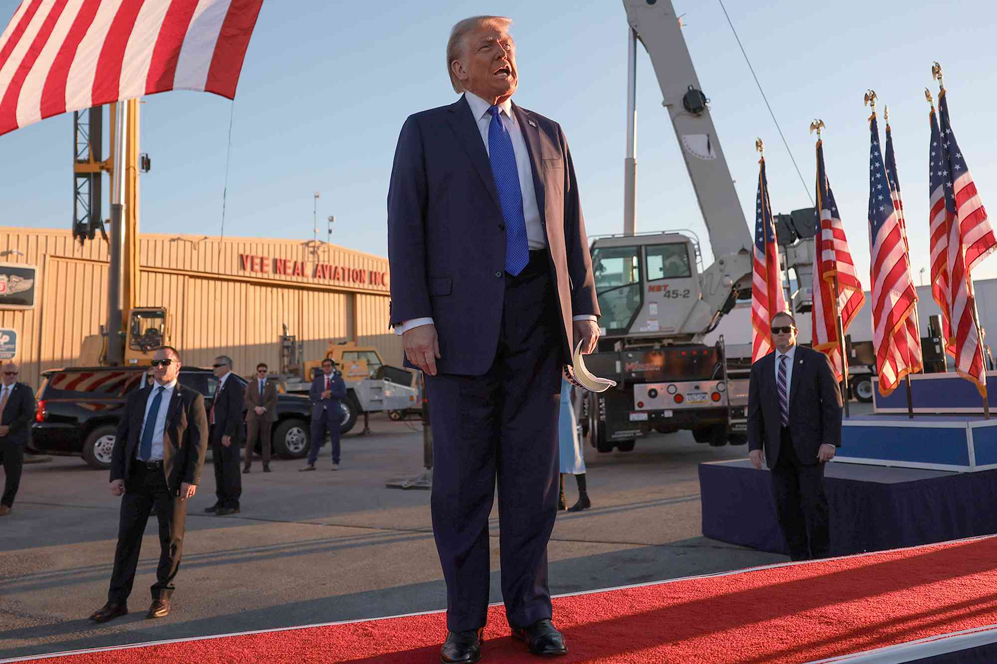 LATROBE, PENNSYLVANIA - OCTOBER 19: Republican presidential nominee, former U.S. President Donald Trump arrives at a campaign rally on October 19, 2024, in Latrobe, Pennsylvania. There are 17 days remaining until the U.S. presidential election, which will take place on Tuesday, November 5, 2024